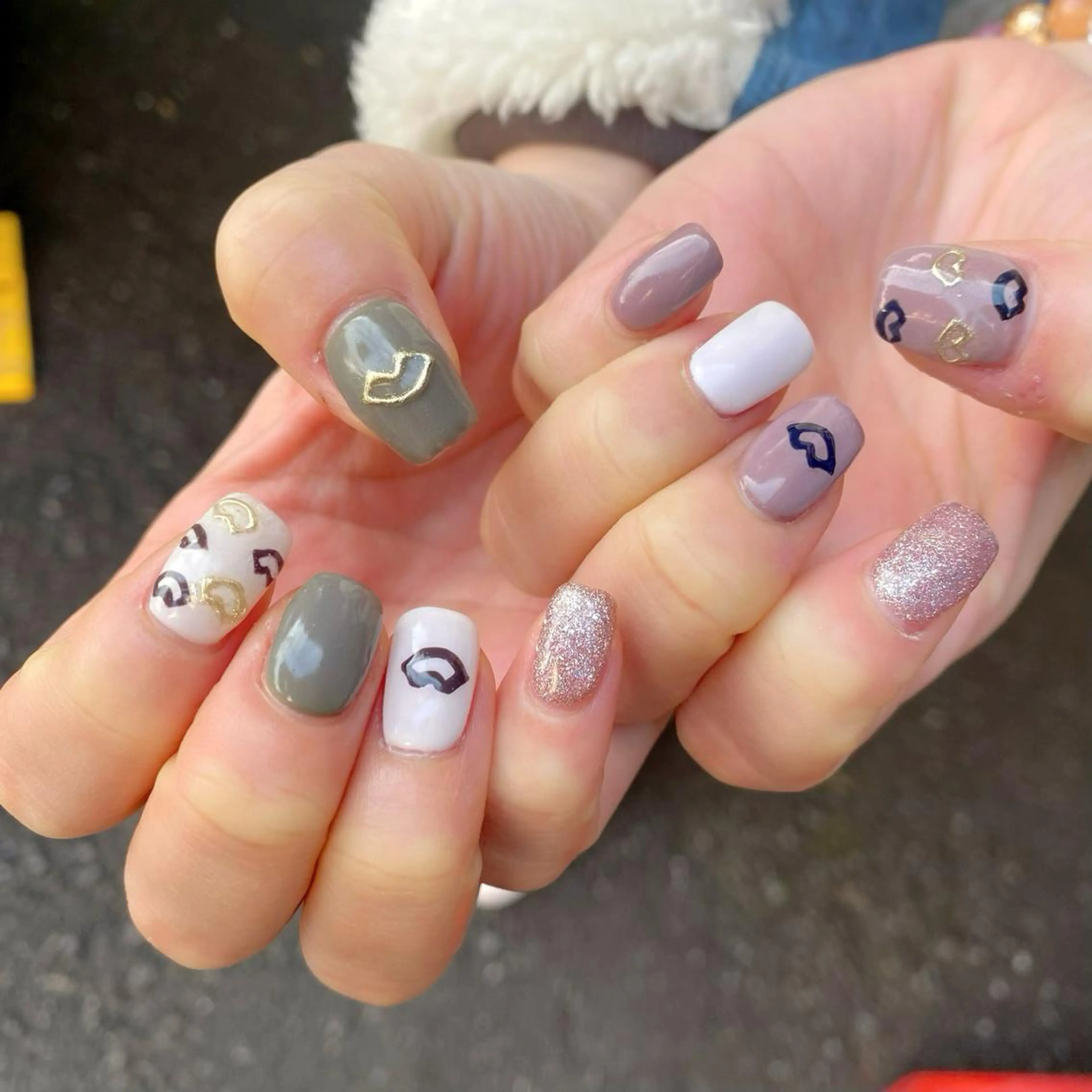 ネイル スクエアネイル 冬ネイル ハンドネイル Salon Ｋのネイルデザイン