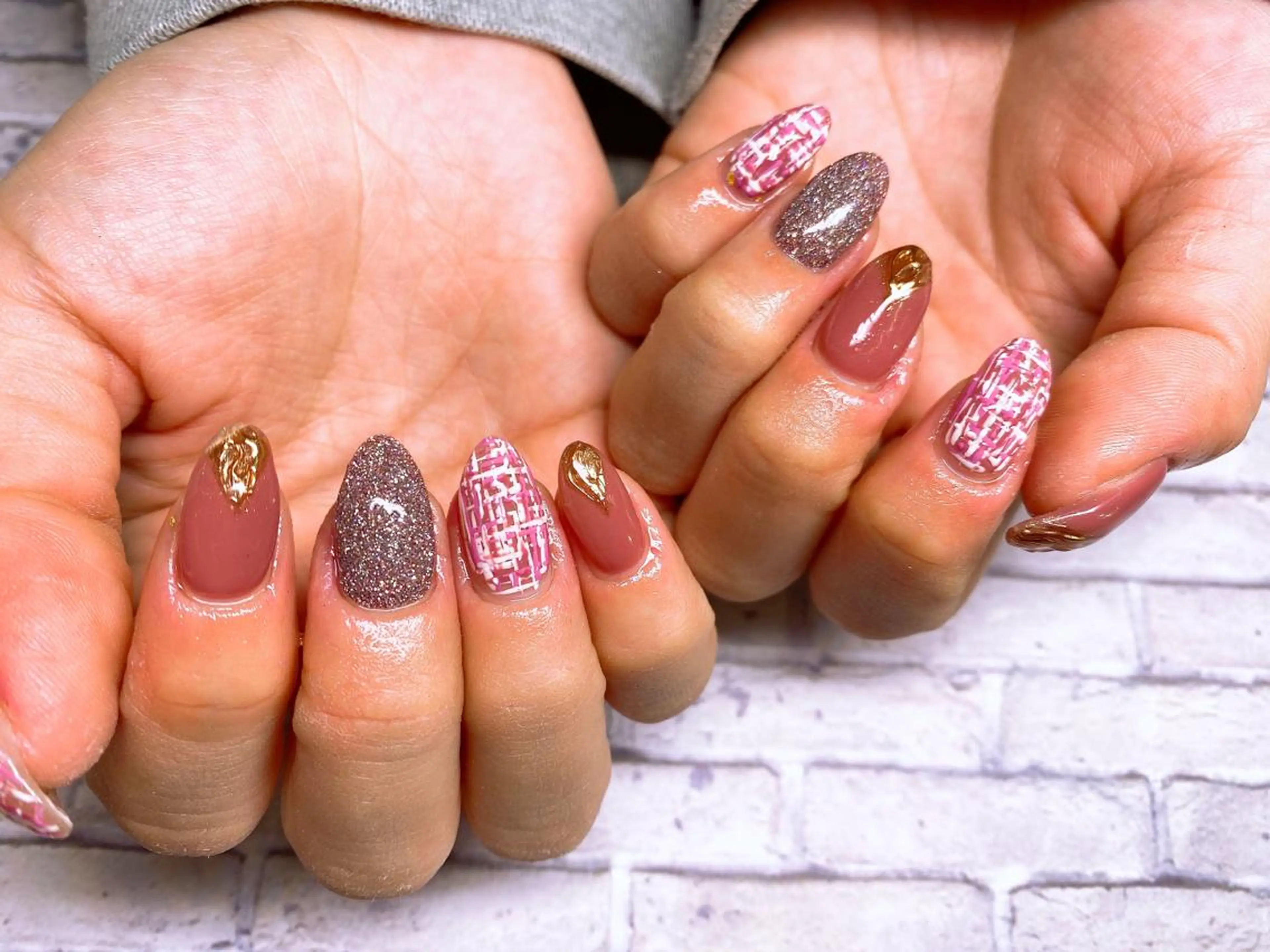 ネイル フラッシュネイル ツイードネイル ハンドネイル 高野 梨紗子のネイルデザイン