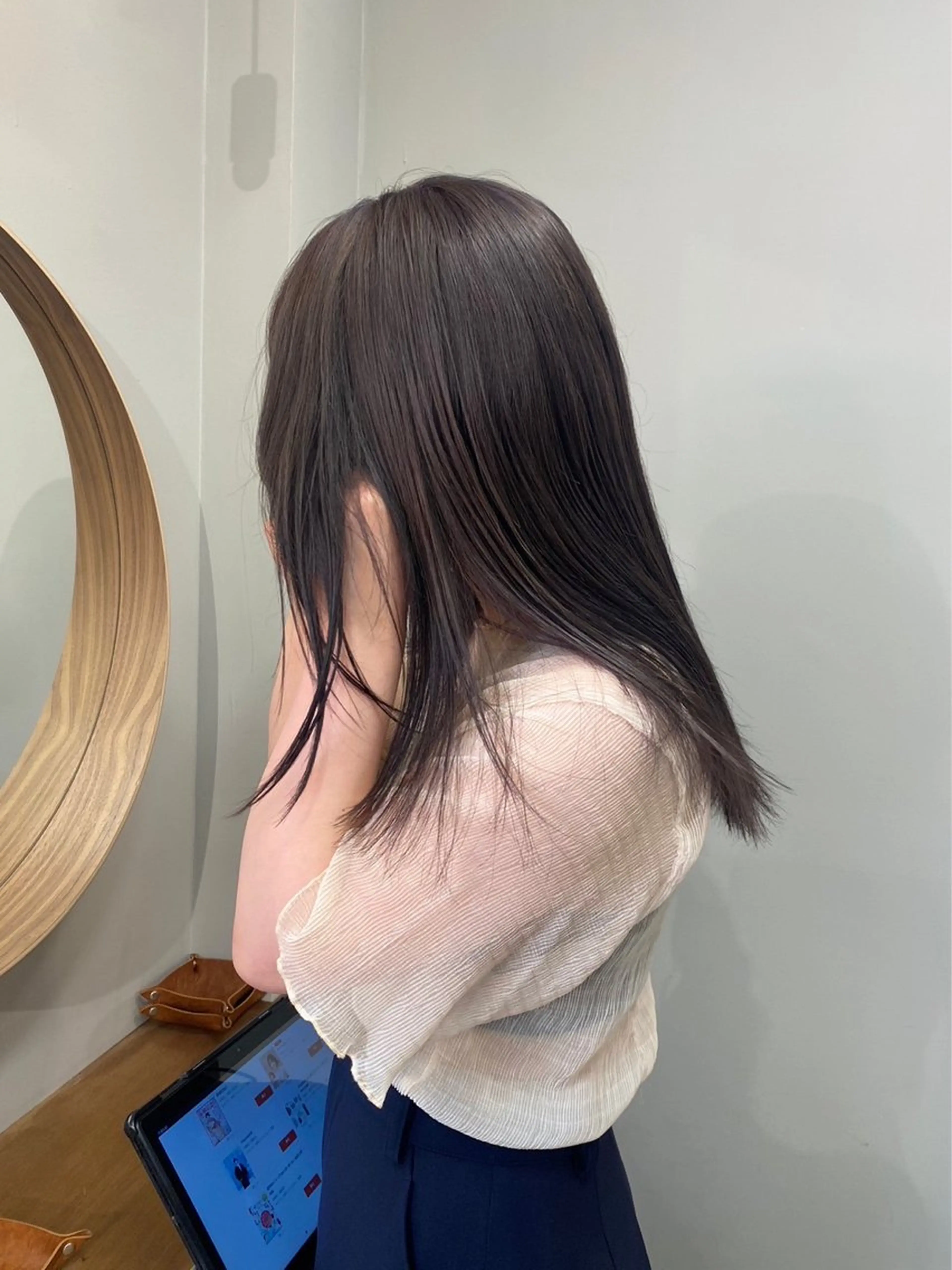 ミディアム カラー グレージュ ラベンダーカラー ラベンダーグレージュ ラベンダーグレー トリートメント ヘアカラー 橋本叶夢/ ショートヘア/パーマのヘアスタイル