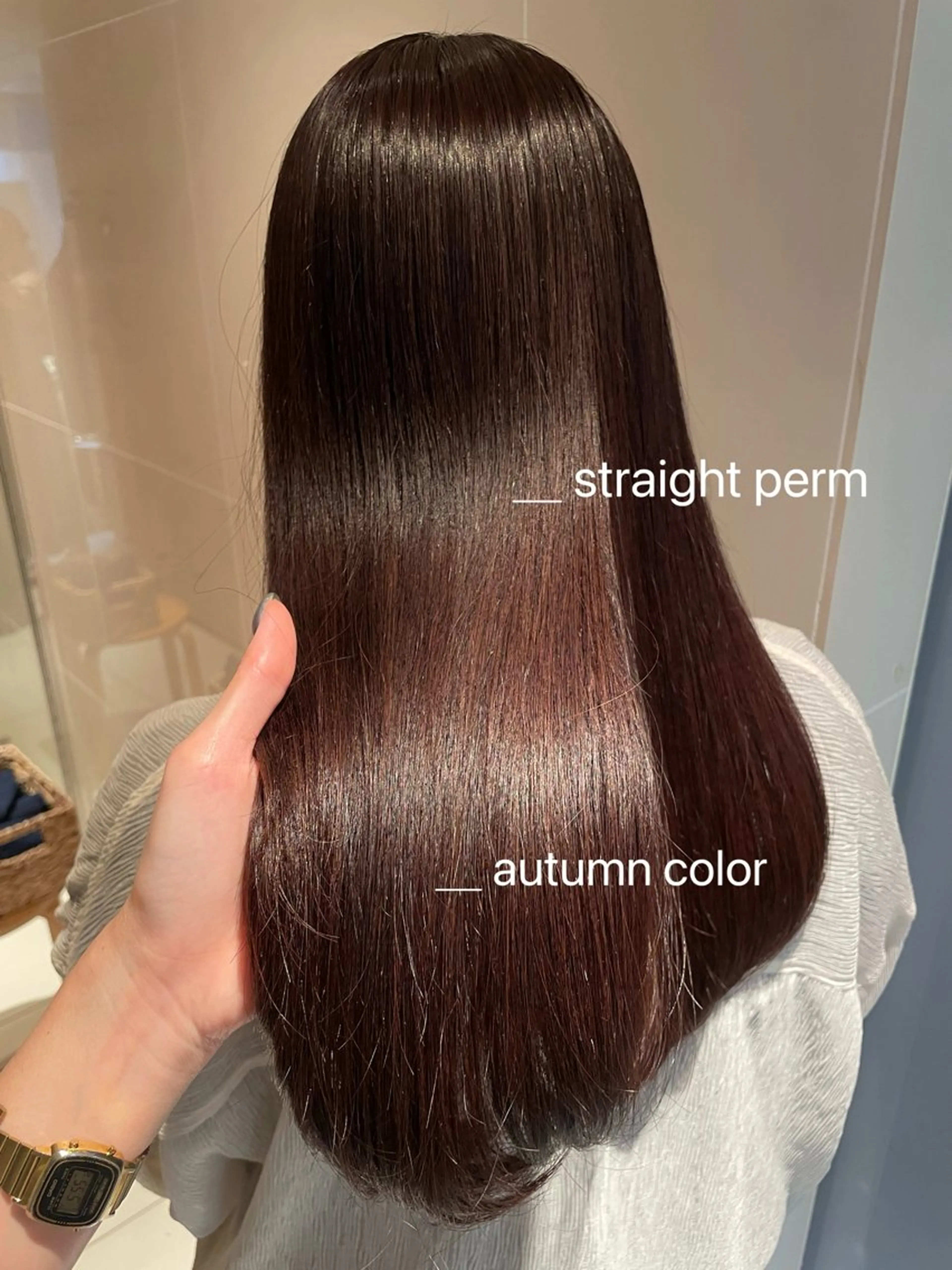 セミロング カラー パーマ セミロングパーマ ストレートパーマ 縮毛矯正 縮毛矯正/レイヤー /ひかるのヘアスタイル