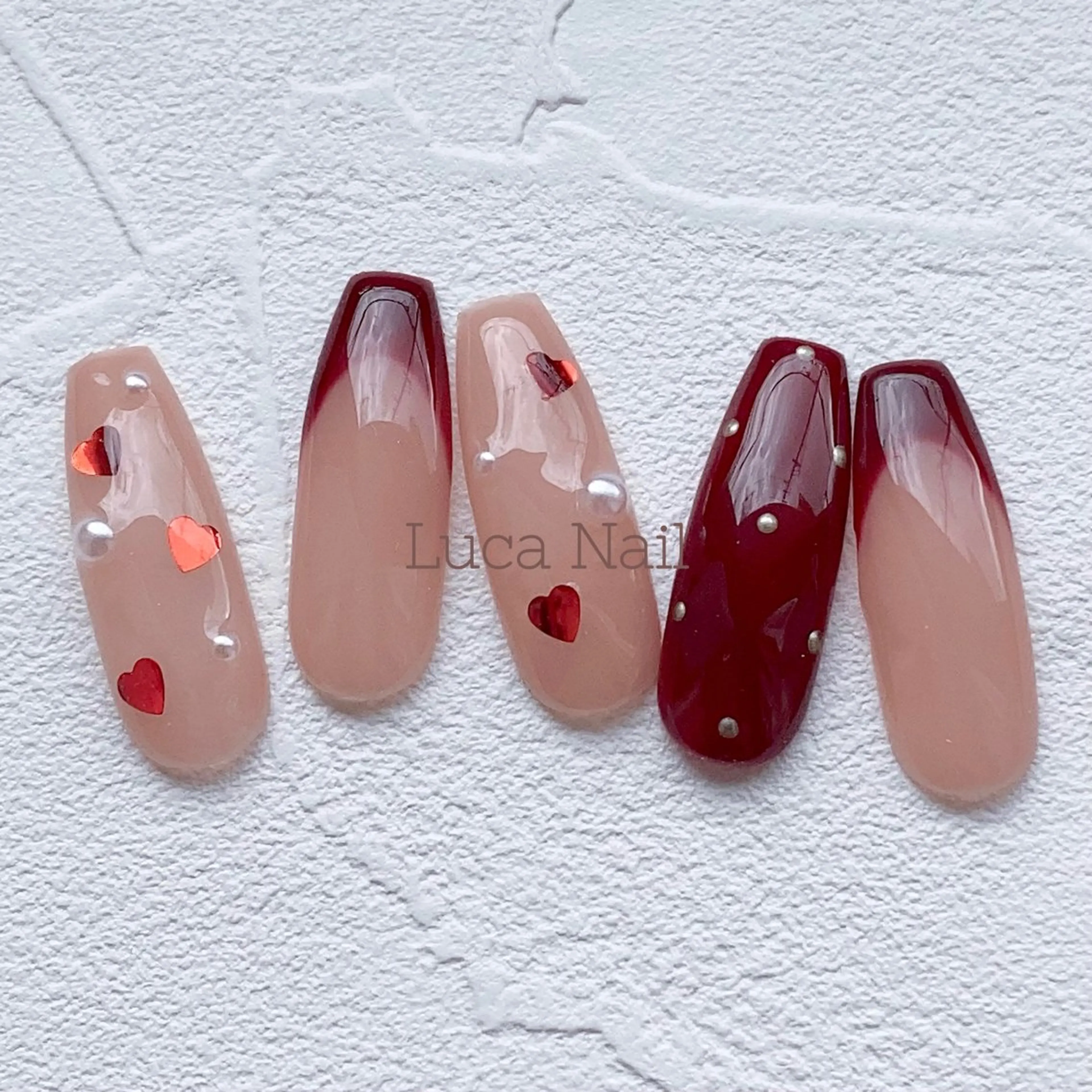 ネイル ハート バレンタイン ハンドネイル ハンドケア Luca  Nail所属・Luca Nail 🌼yu-kaのネイルデザイン