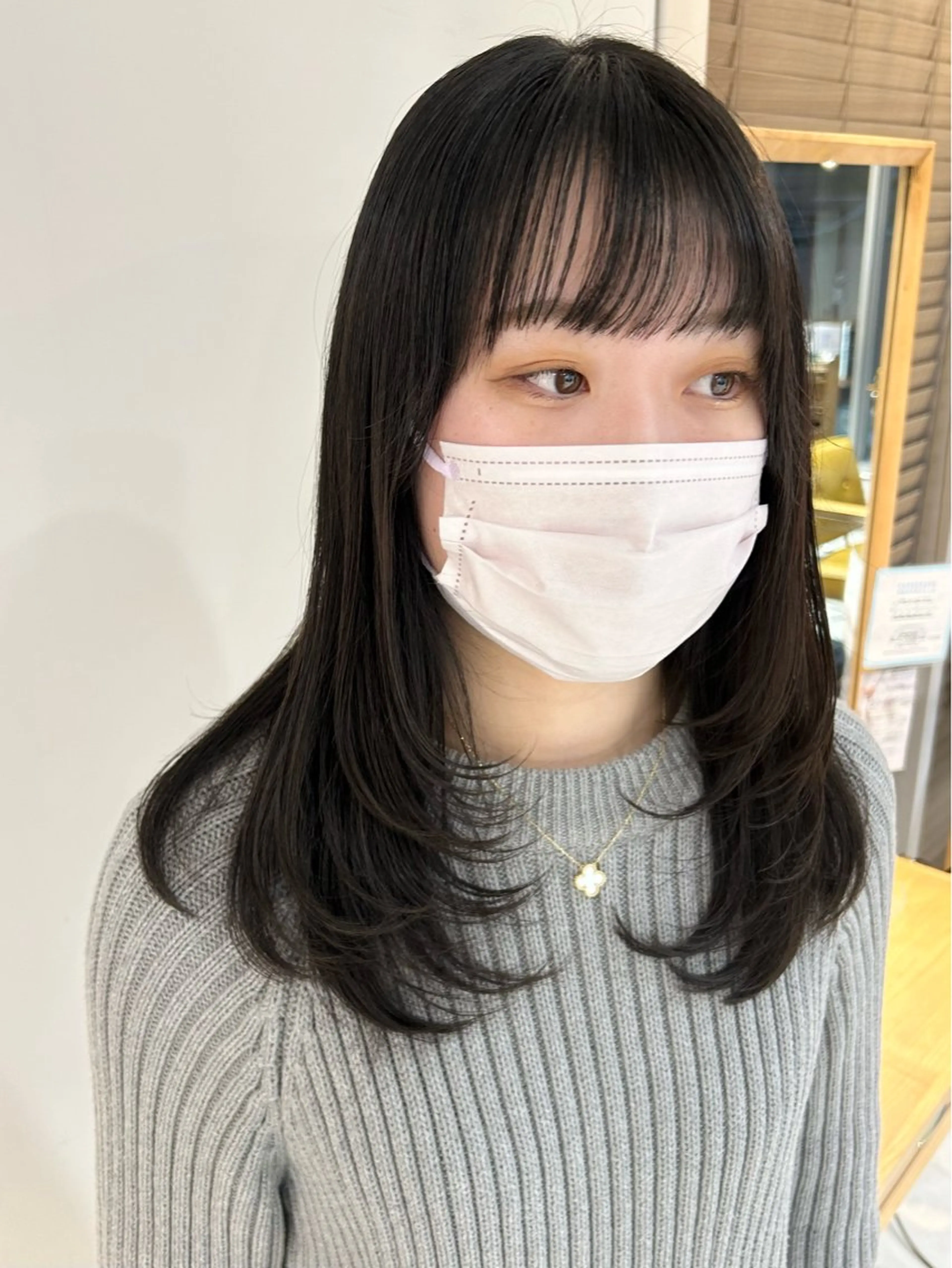セミロング カラー 顔周りカット レイヤーカット 関口 桃花🌷 暖色カラーのヘアスタイル