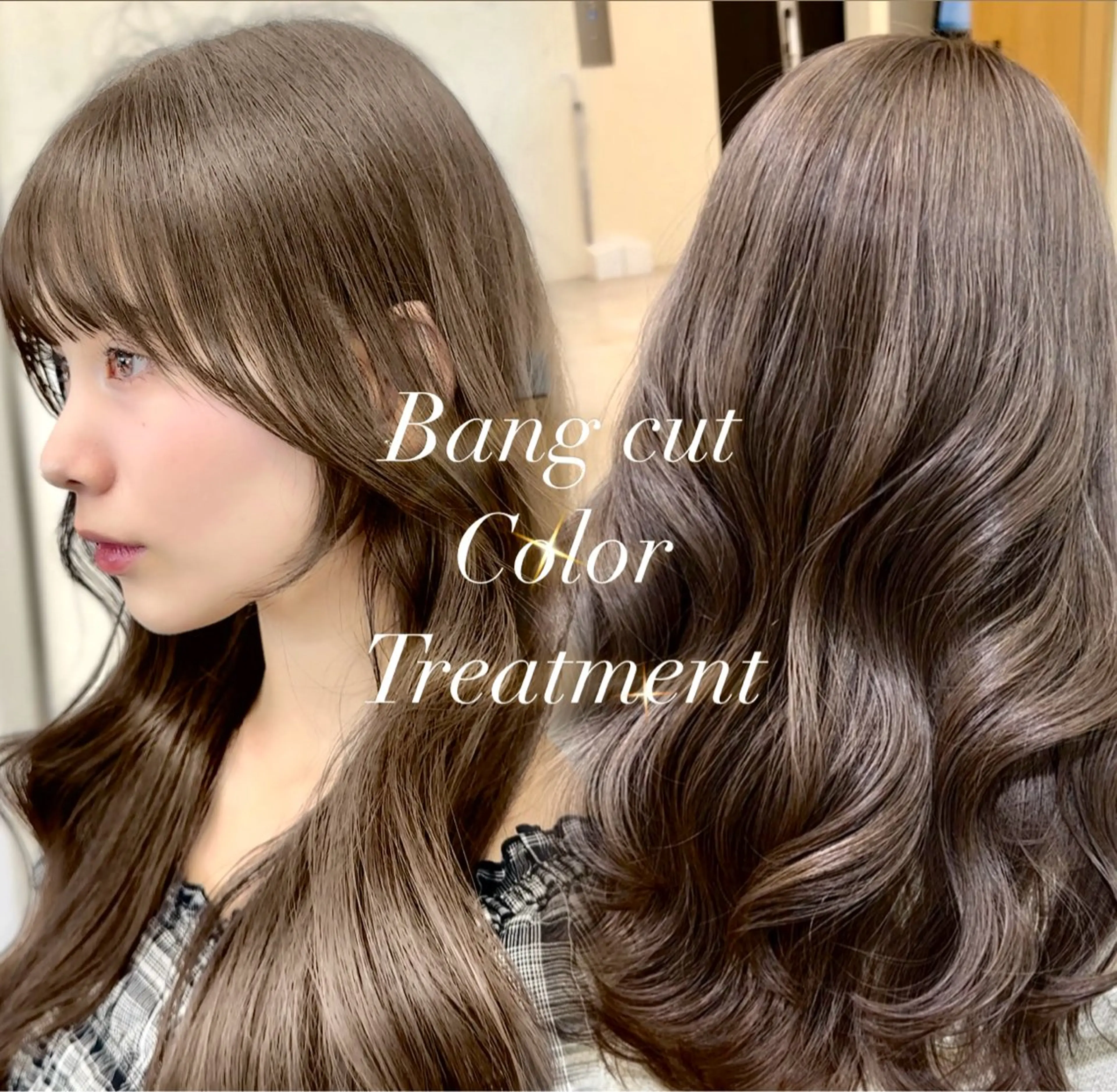 ミディアム カラー ヘアアレンジ カット ヘアカラー トリートメント 顔周りcut/ 艶ワンカラー♥ちさきのヘアスタイル