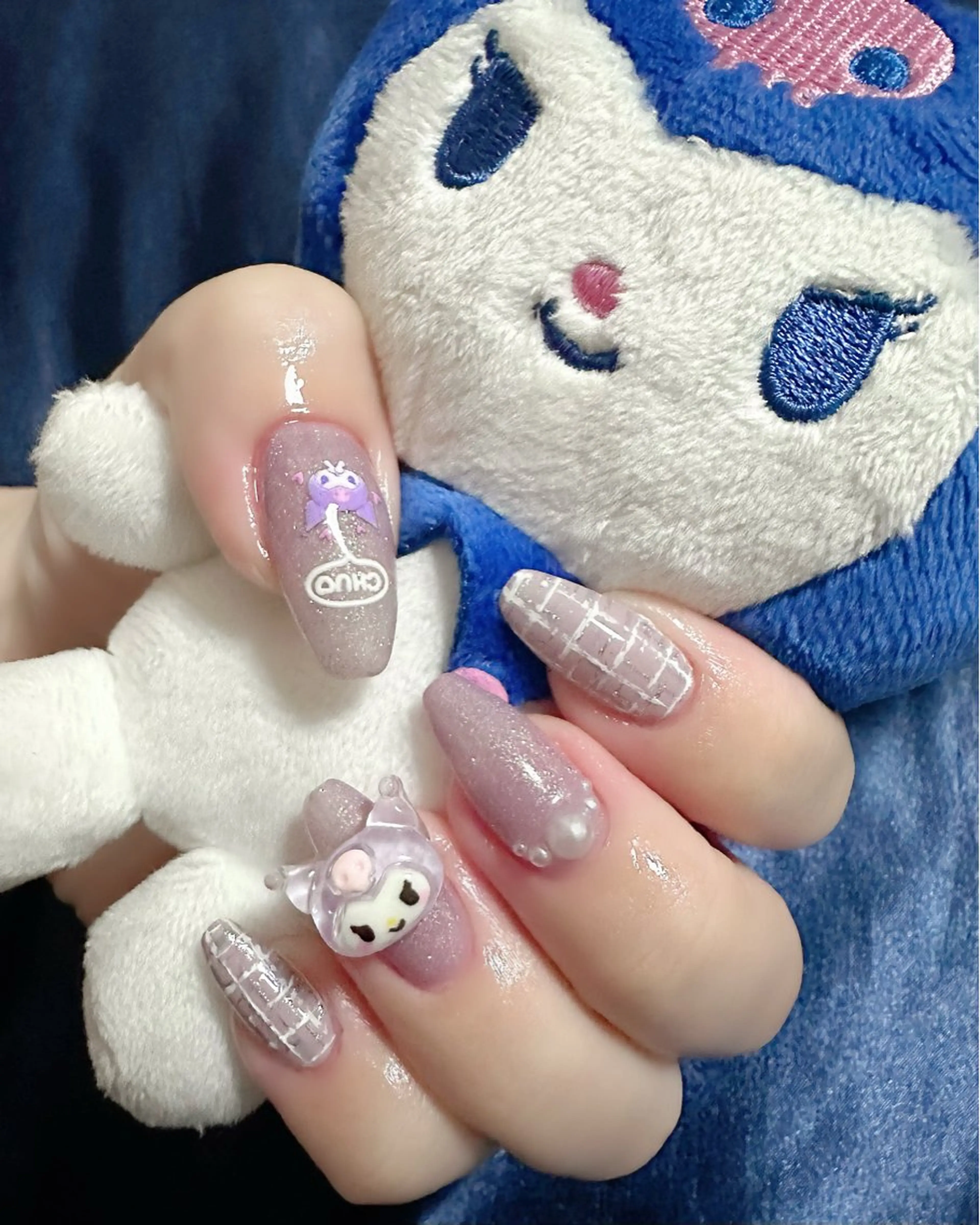 ネイル ラメ(グリッター) 持ち込み パープル ツイードネイル M Hのネイルデザイン