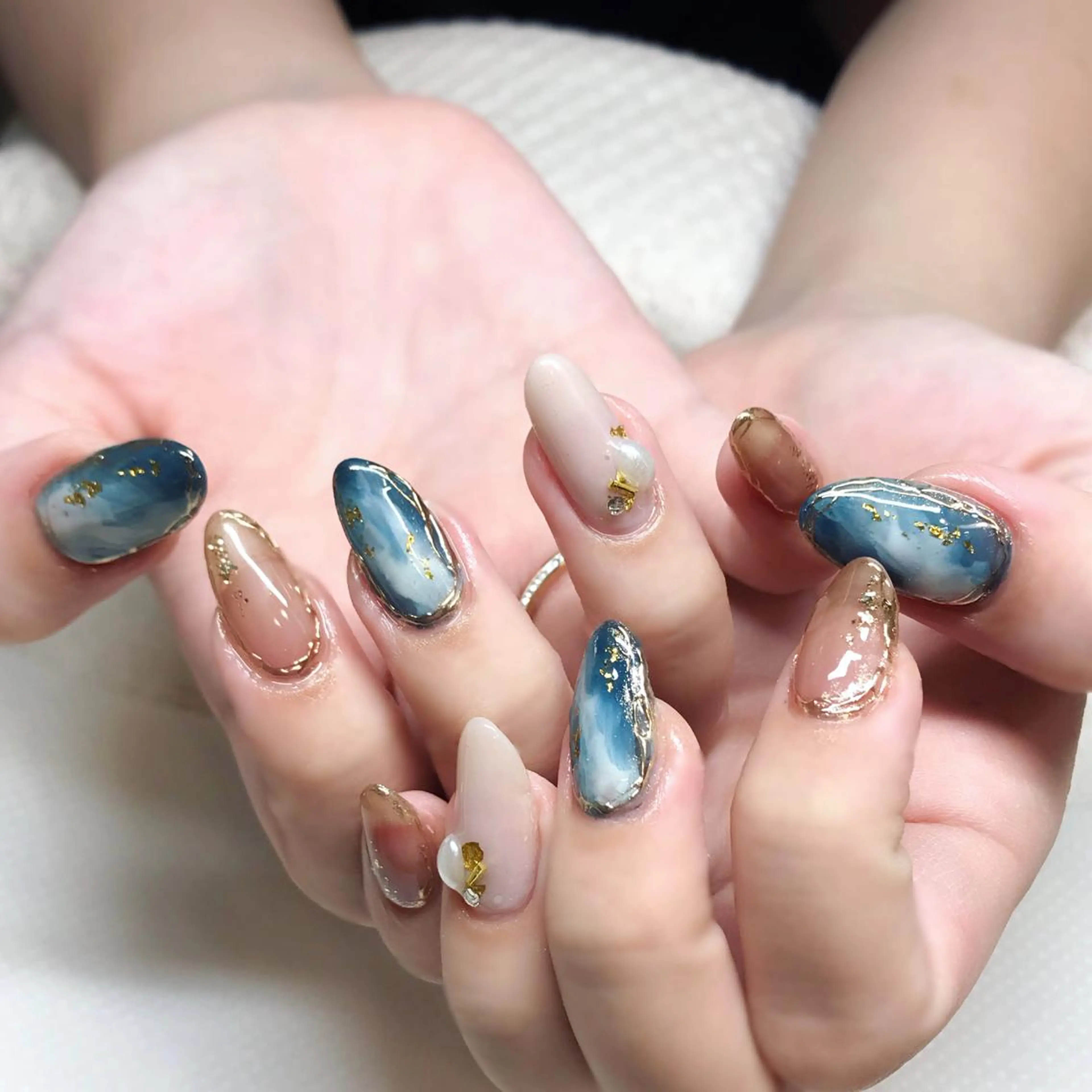 ネイル ブルー ジェルネイル ニュアンスネイル 夏ネイル Nyanco Nailのネイルデザイン