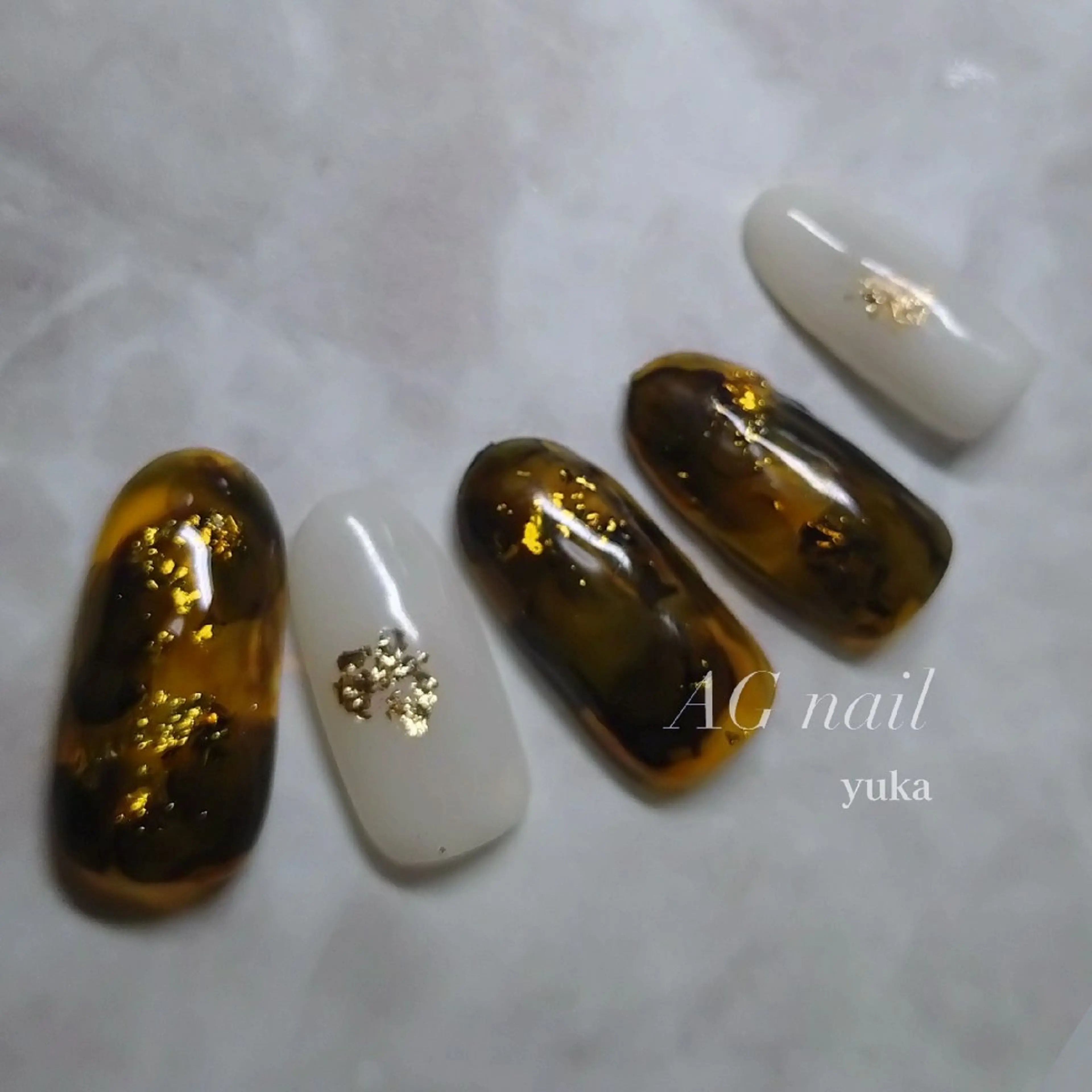 ネイル べっ甲ネイル ハンドネイル AG nail 〚　yuka　〛のネイルデザイン