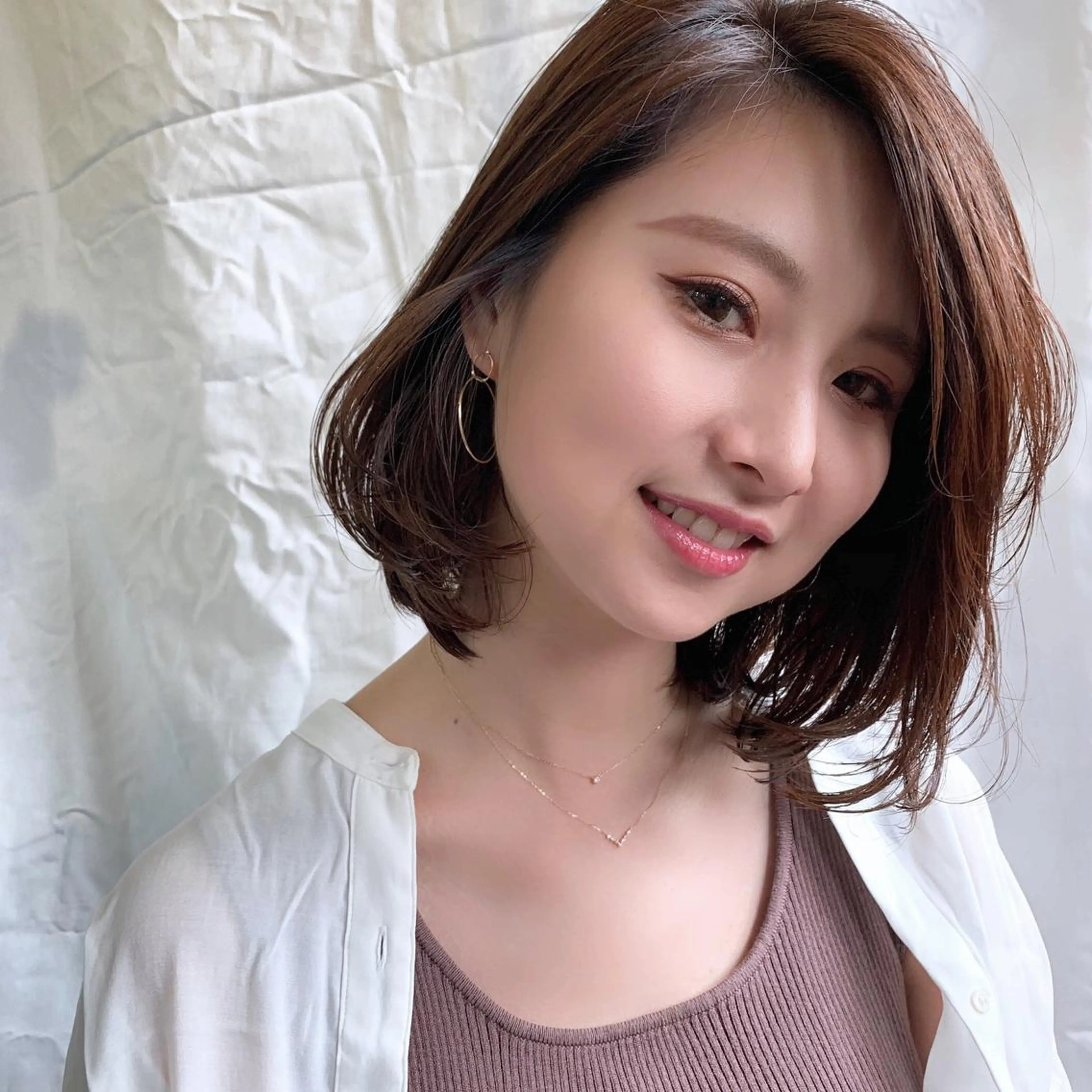 ショート カラー ブラウンカラー ボブ 上川 美幸のヘアスタイル