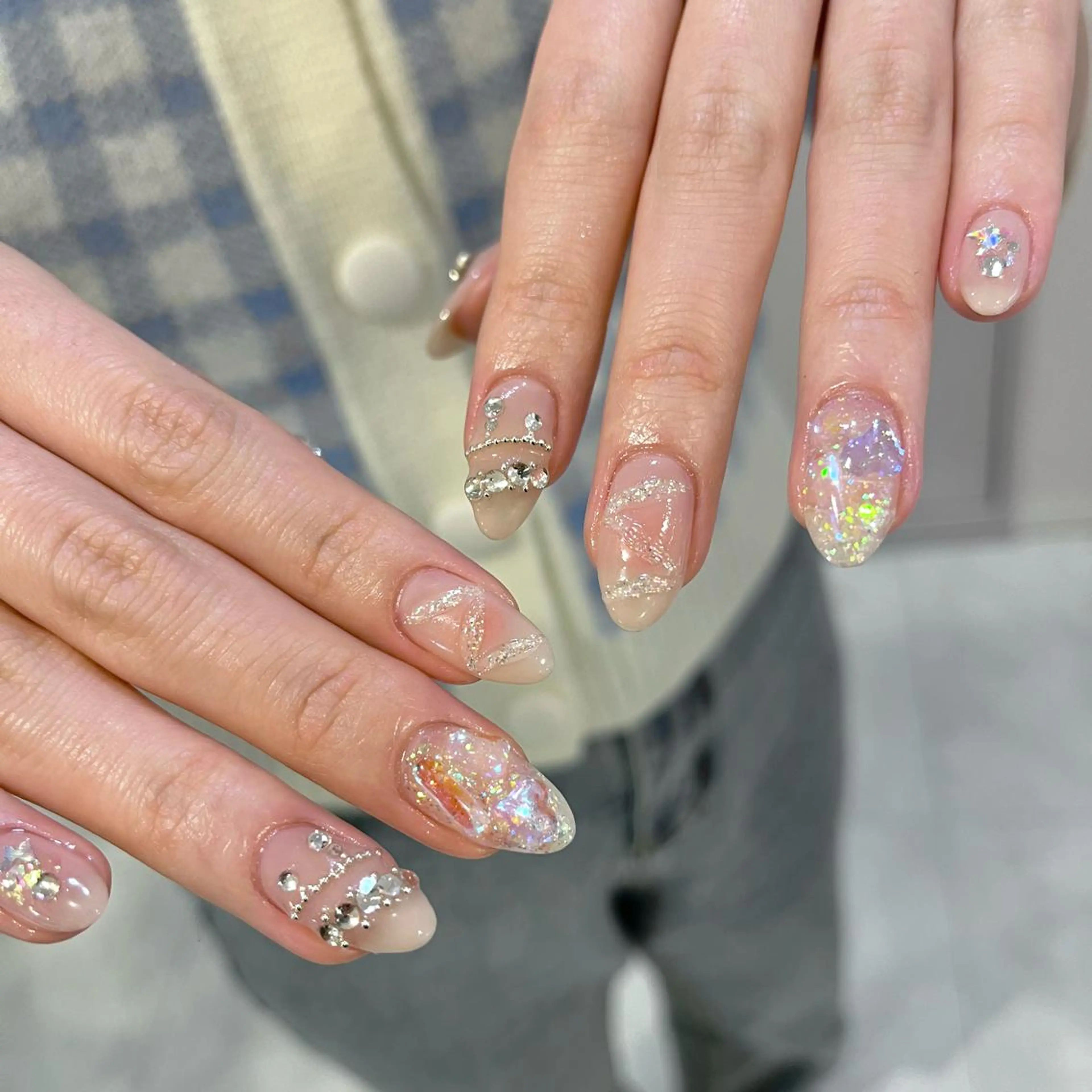 ネイル オーロラネイル チークネイル ガーリー ハート キラキラネイル ハンドネイル フットネイル para ☀︎ sol by BECK所属・Para Sol nail　Maoのネイルデザイン