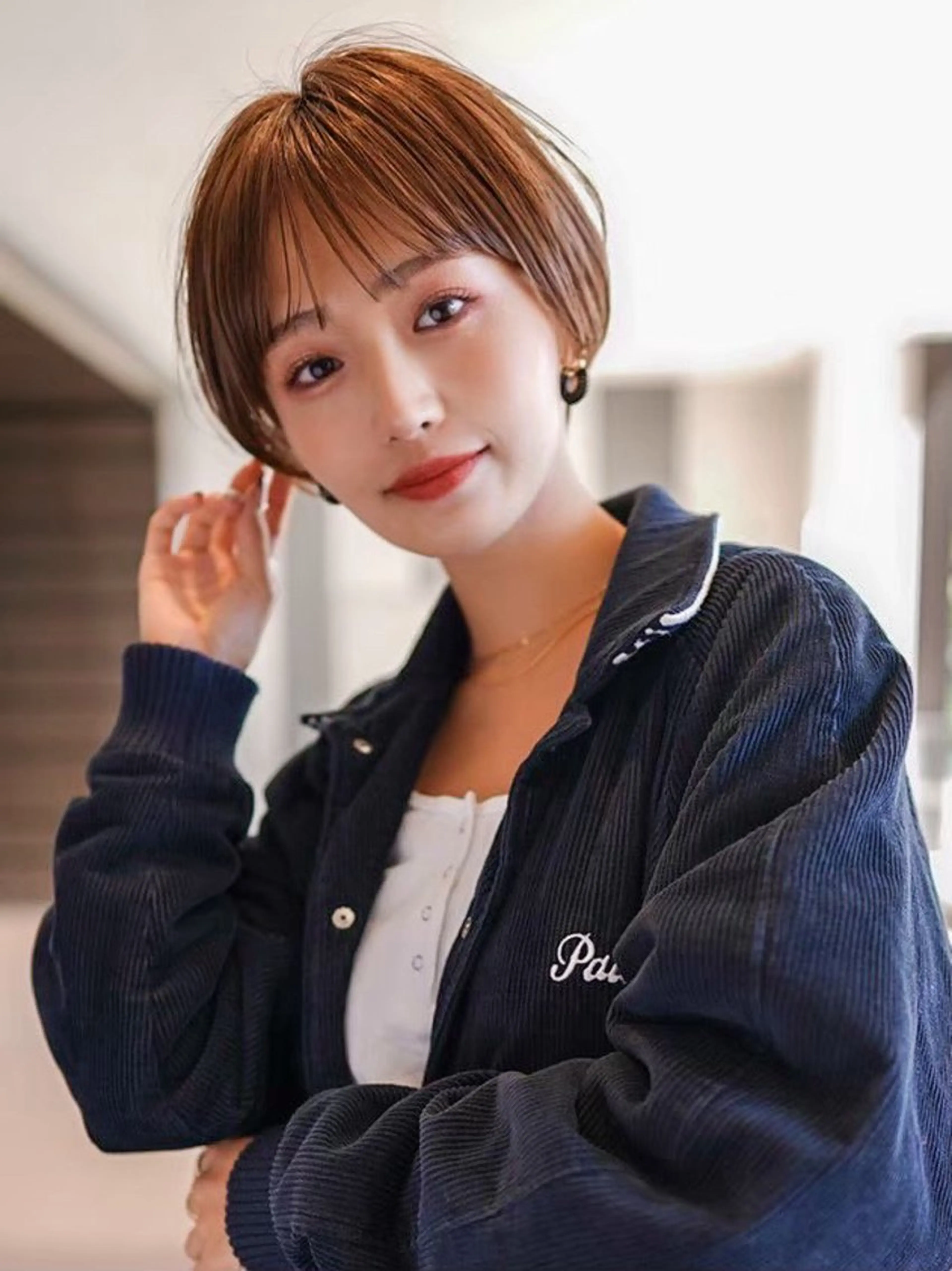 ショート 切りっぱなしボブ/ 小顔ボブNANAのヘアスタイル