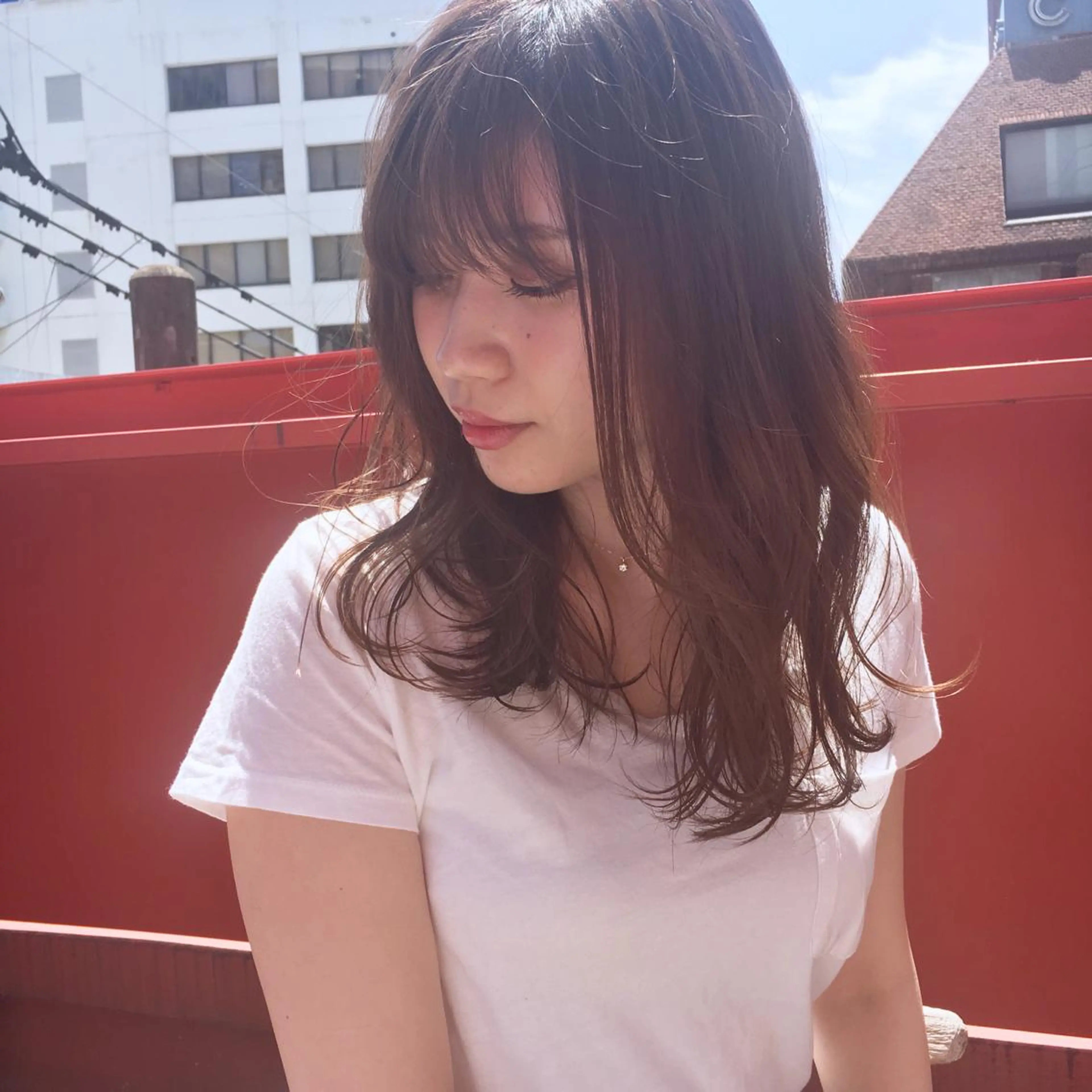 セミロング カラー アディクシーカラー ブリーチ 透明感カラー ブリーチなしカラー 外国人風カラー 上川 美幸のヘアスタイル