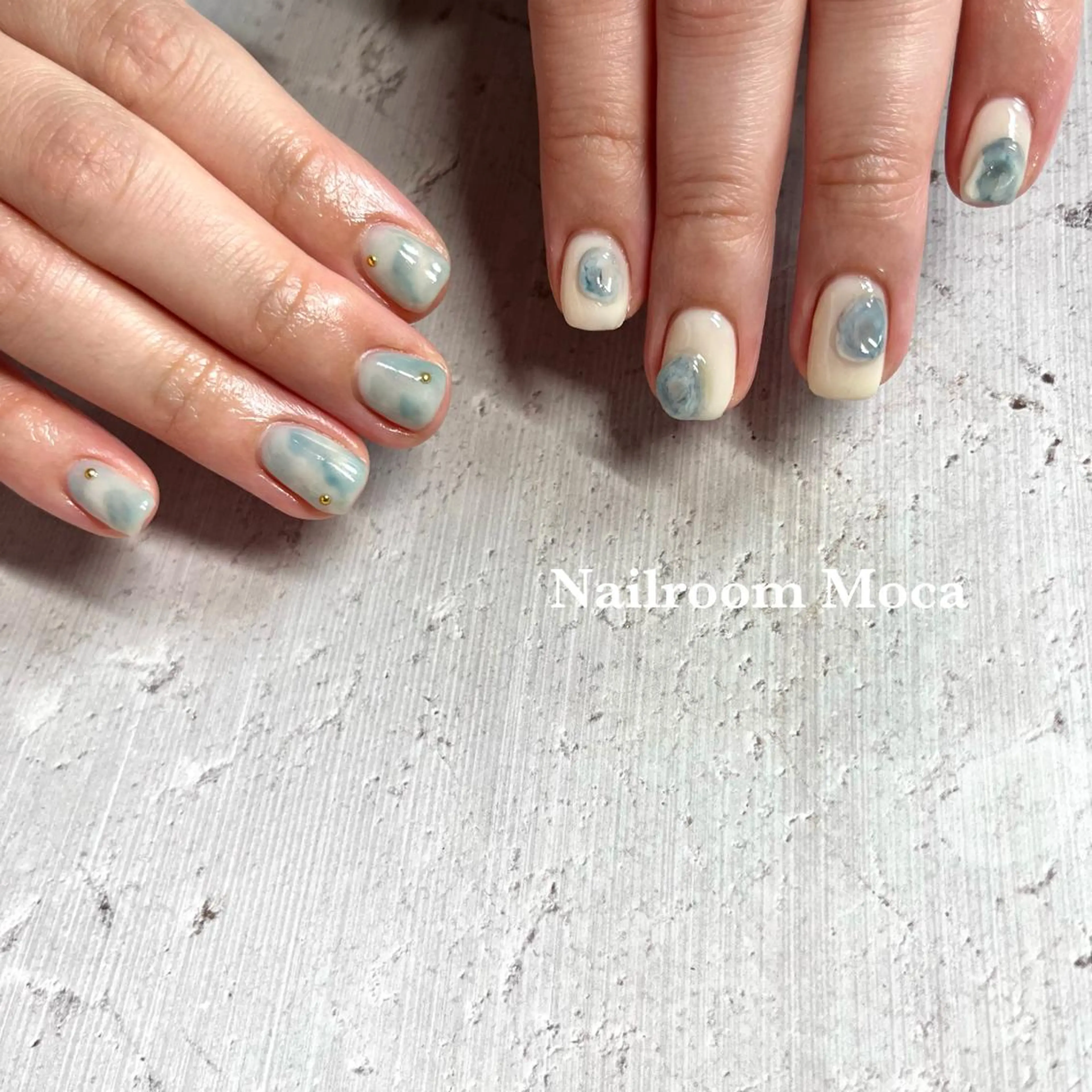 ロング ネイル ブルー ハンドネイル Nailroom Mocaのネイルデザイン
