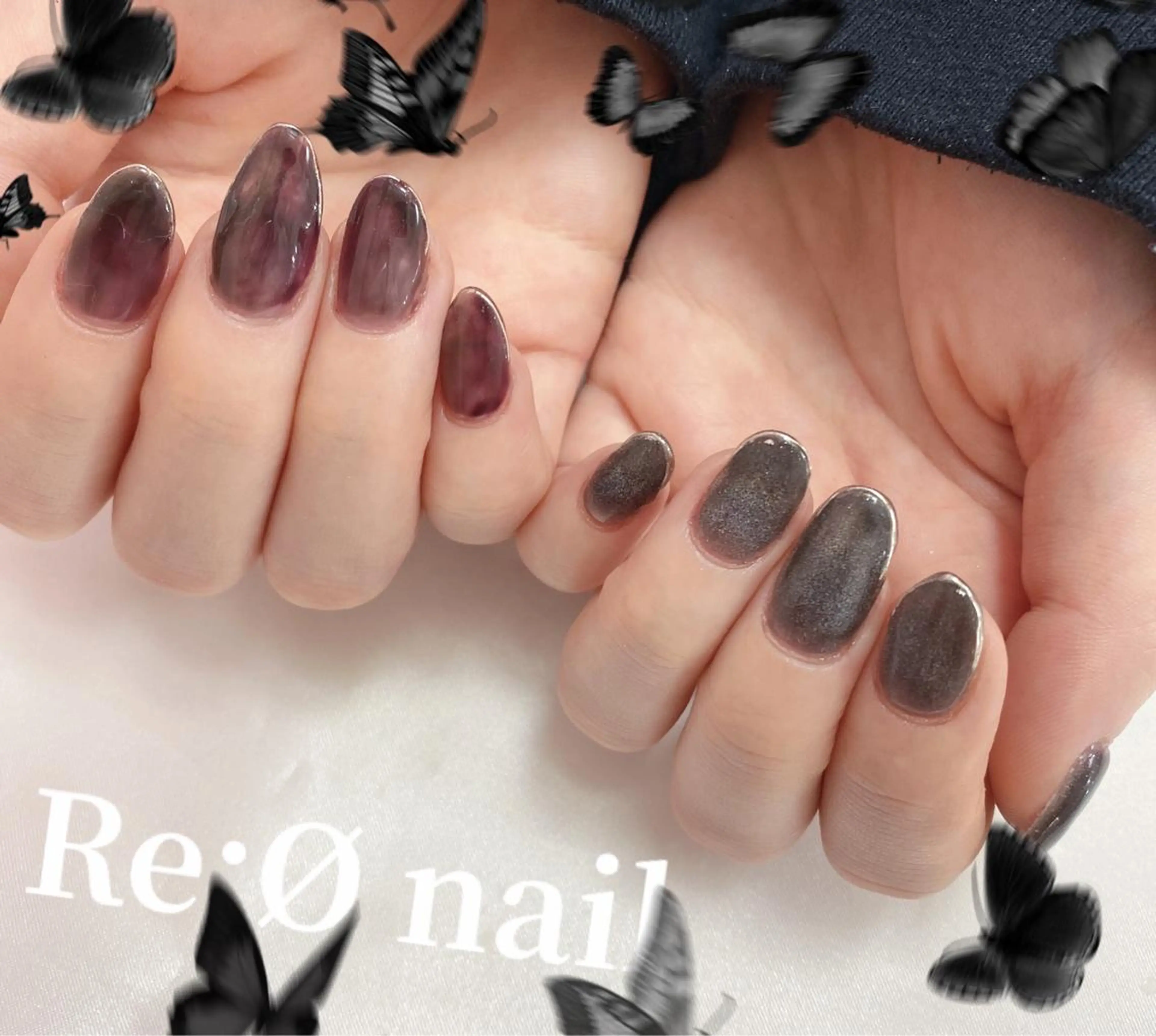 ネイル マグネットネイル パープル ハンドネイル Re:Ø nail 🩵TSUJIのネイルデザイン