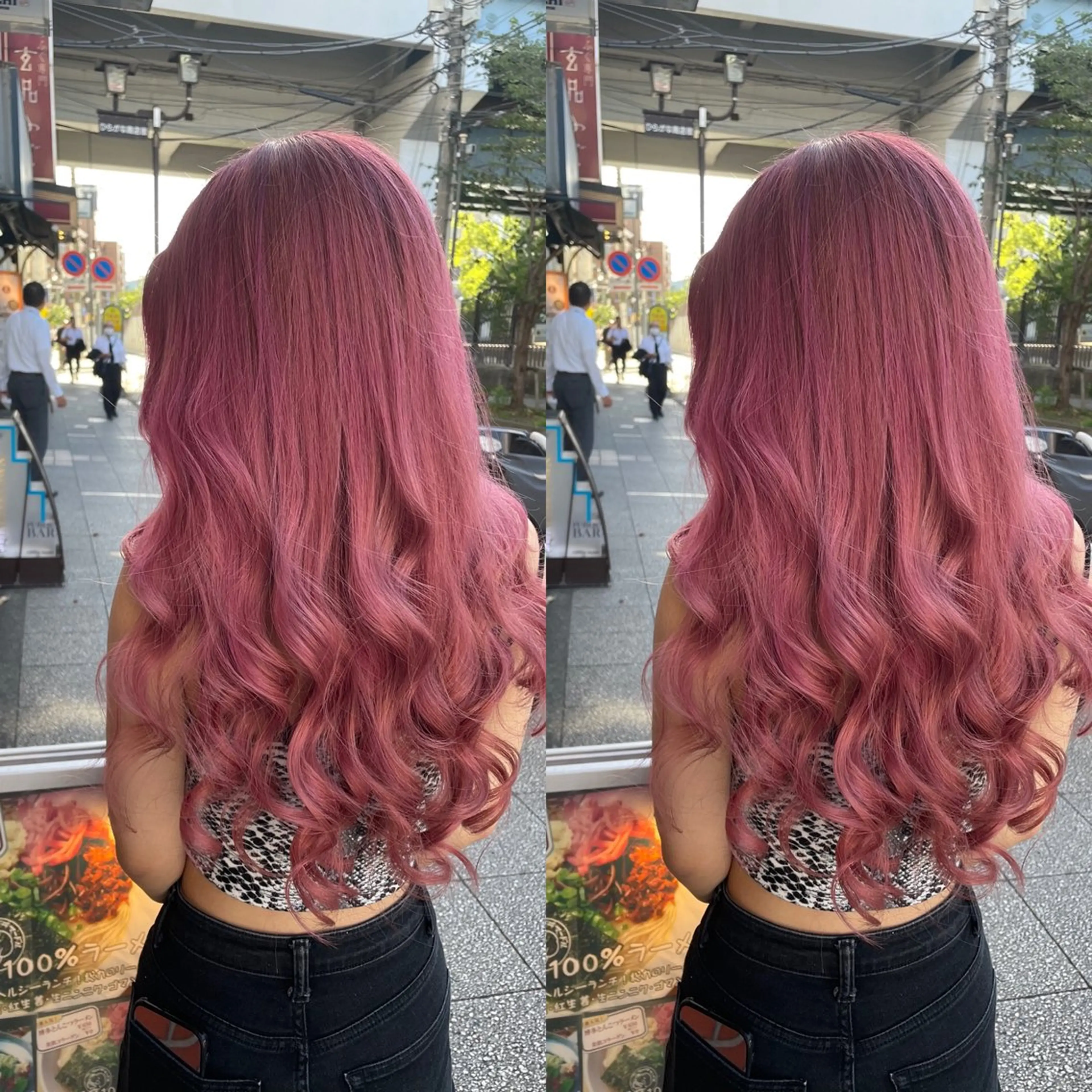 セミロング カラー ダブルカラー ピンクカラー 👑派手髪/カット 👑ANRYのヘアスタイル
