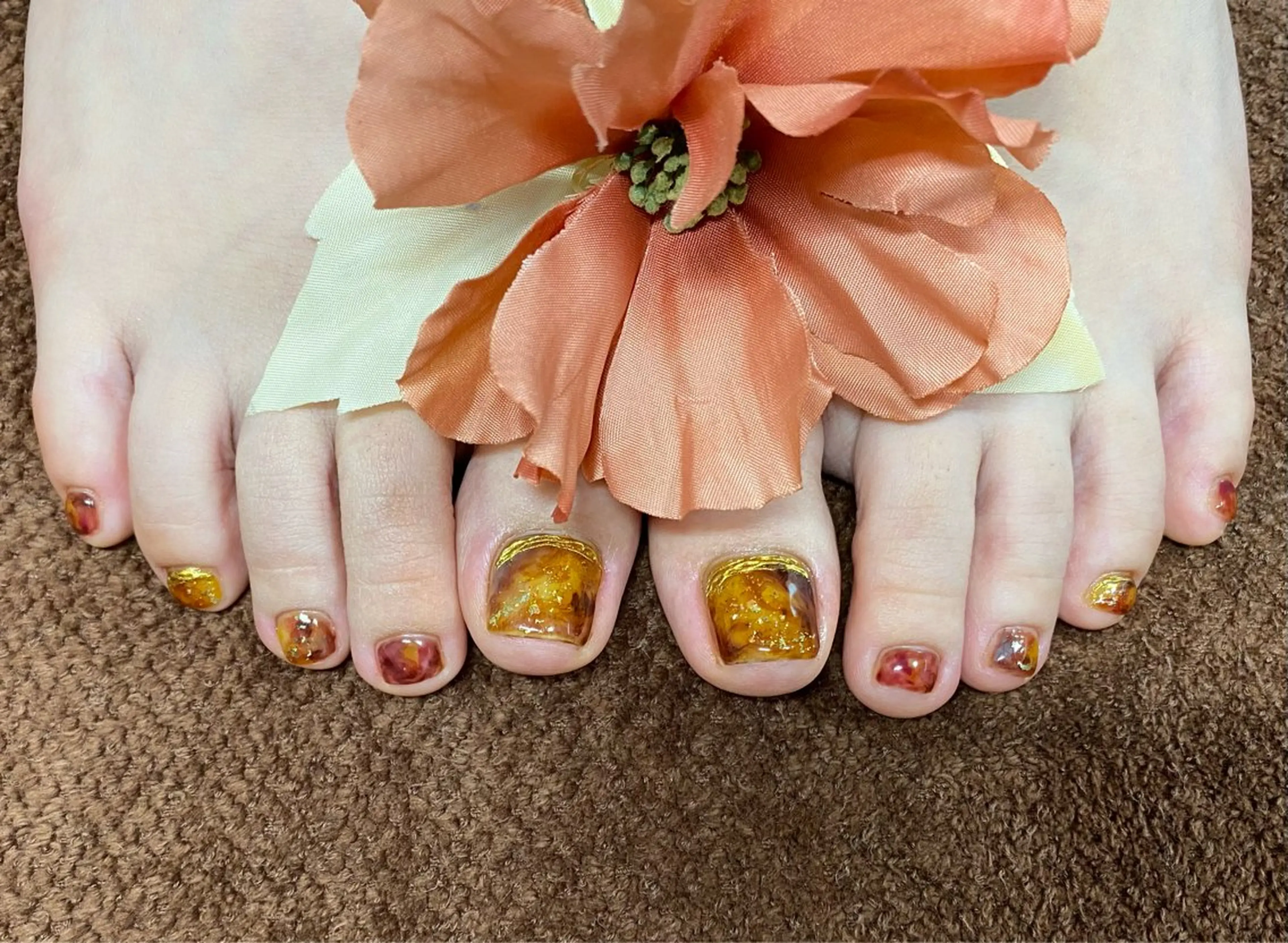 ネイル べっ甲ネイル フットネイル Glanz  Nail aのネイルデザイン