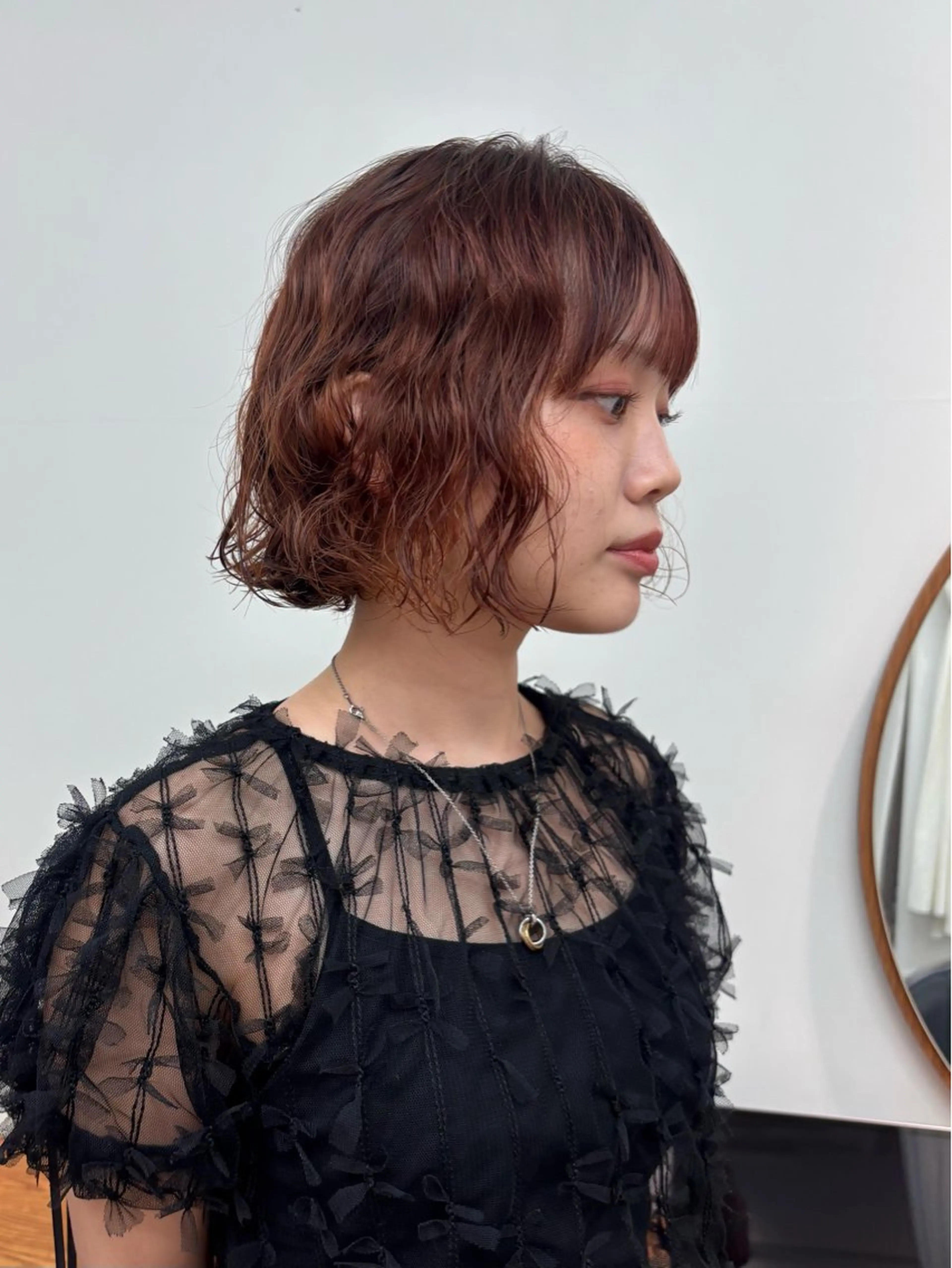 ミディアム パーマ カット パーマ ENIEN MAKE’S 立川所属・ミカ💫/パーマ/ ボブ/暖色カラーのヘアスタイル