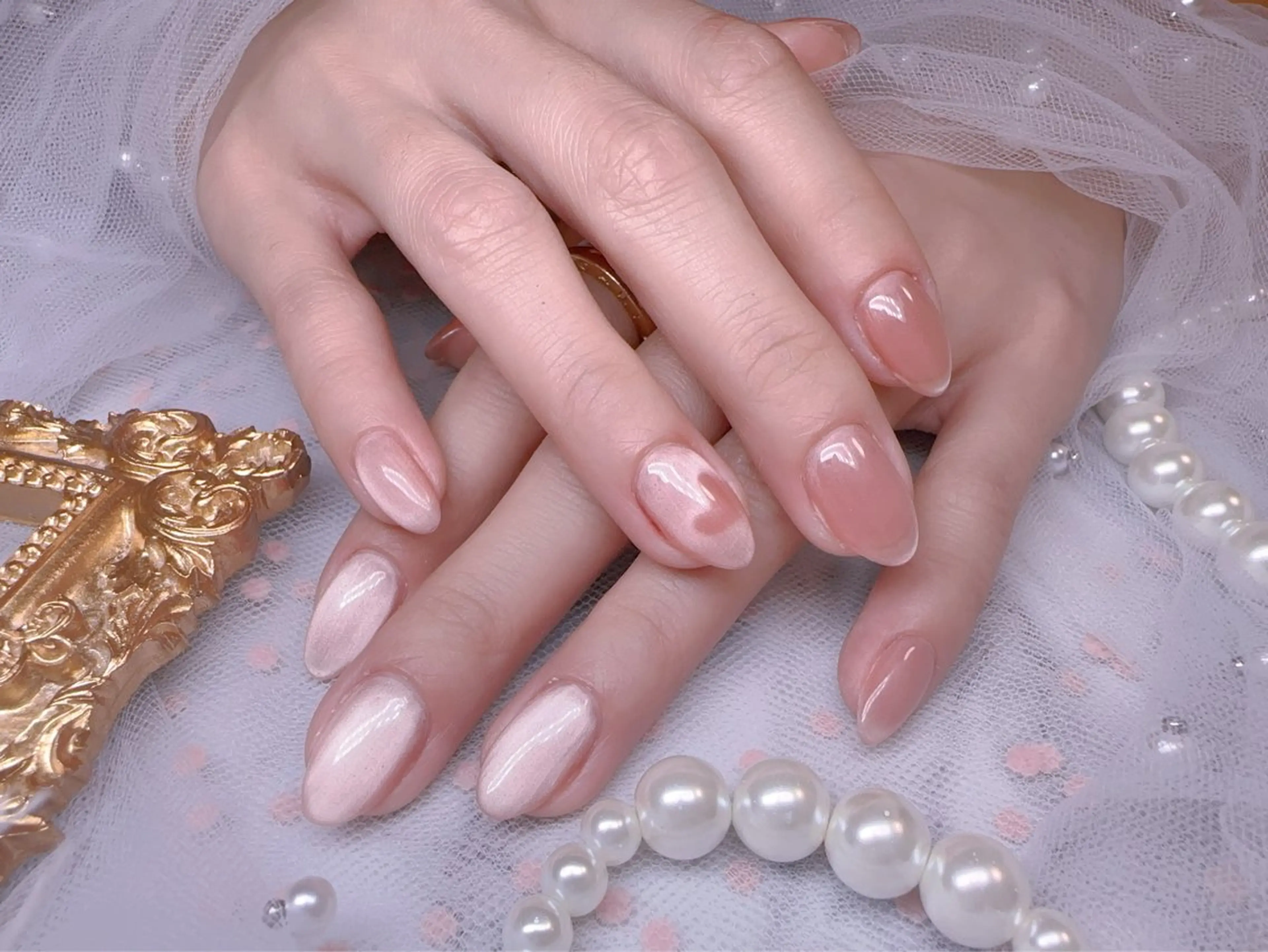 ネイル オーロラネイル フットネイル 韓国ネイル ラメ(グリッター) ラメグラデーション ハンドネイル Belle nail salon 新小岩のネイルデザイン