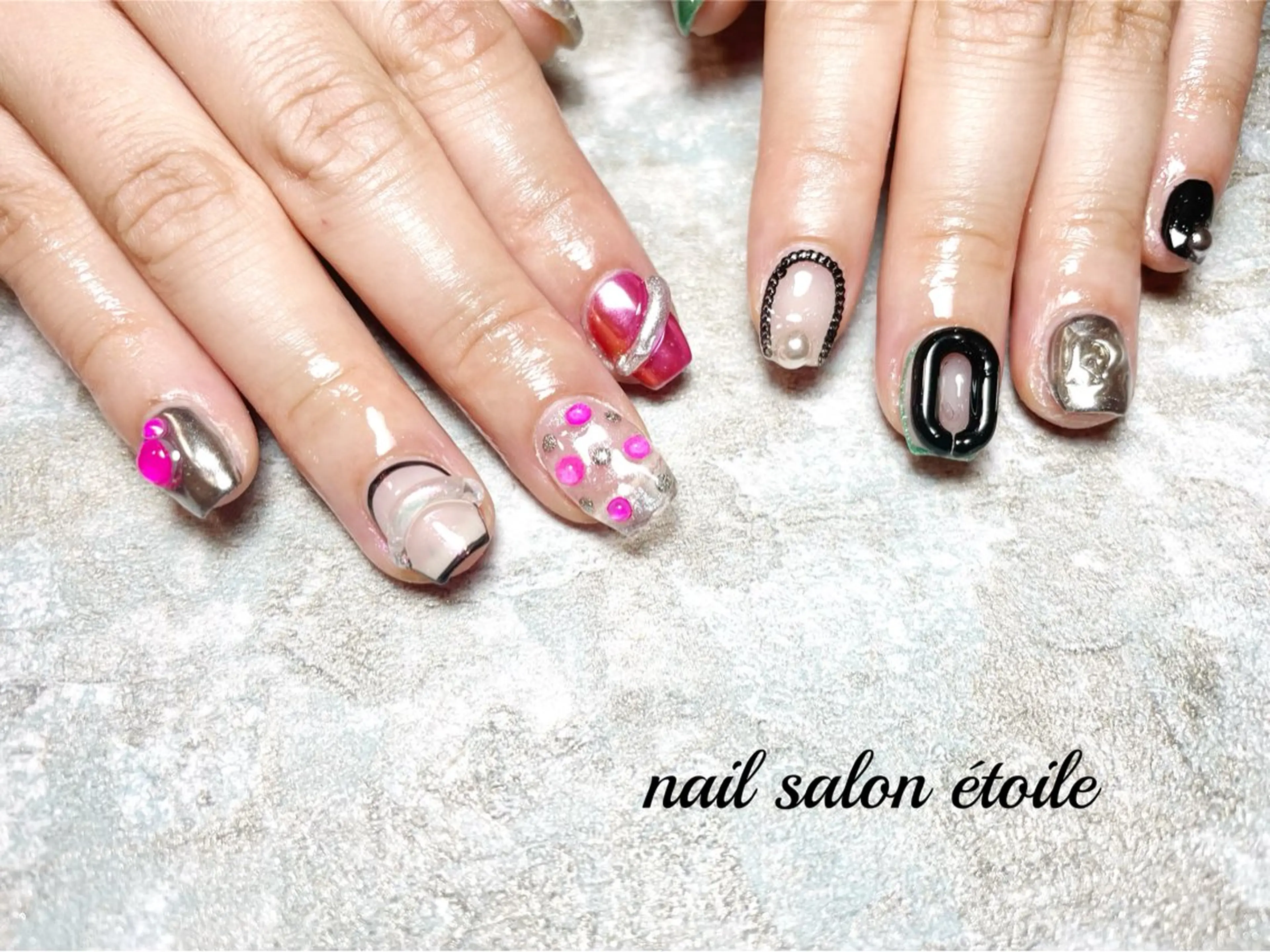 ネイル アートネイル ジェルネイル ミラーネイル ストーンネイル ハンドネイル nail salon étoileのネイルデザイン