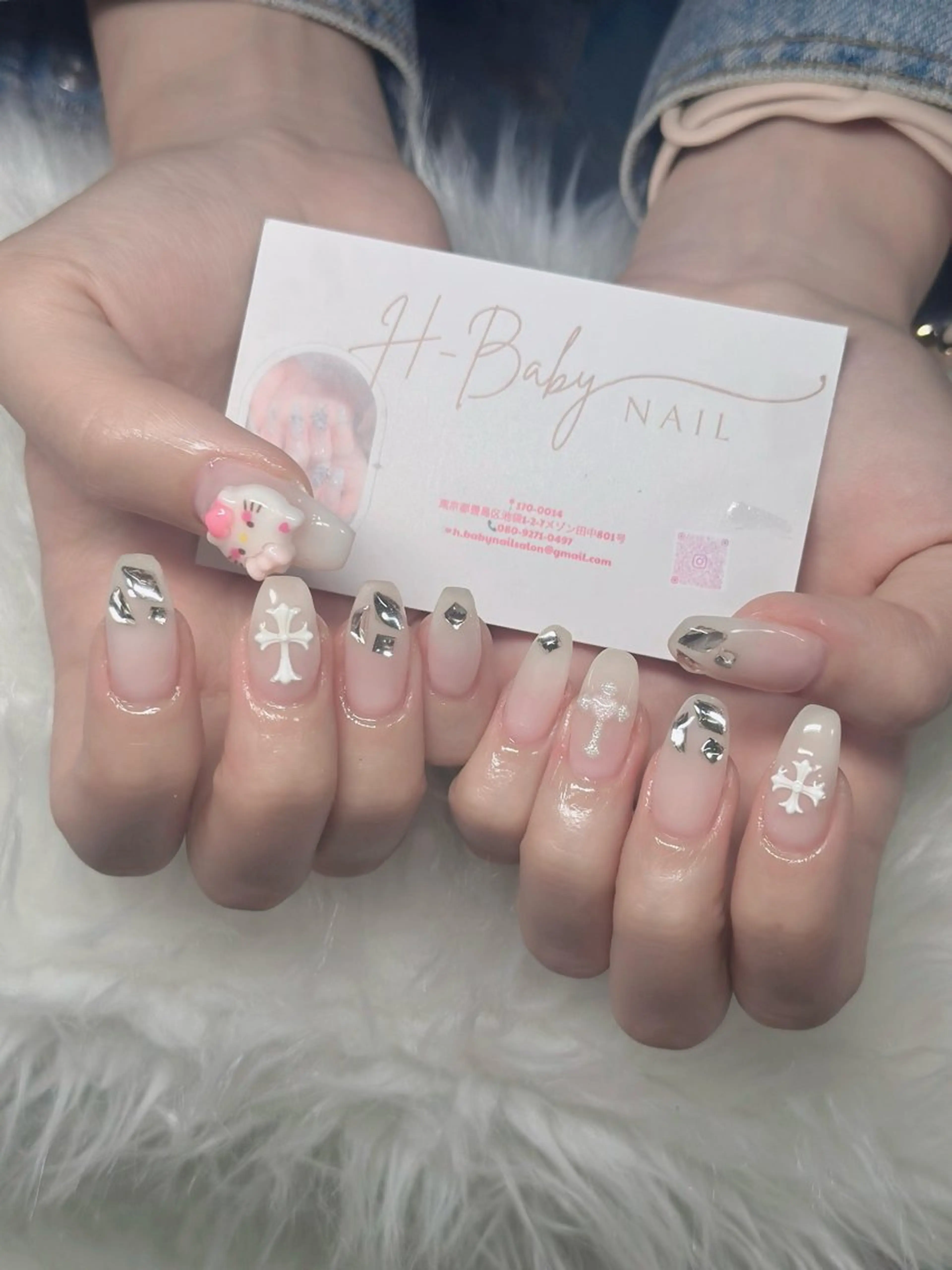 ネイル フレンチネイル ジェルネイル ガラスフレンチ ハロウィン ハート ハンドネイル H.baby Nail Salonのネイルデザイン