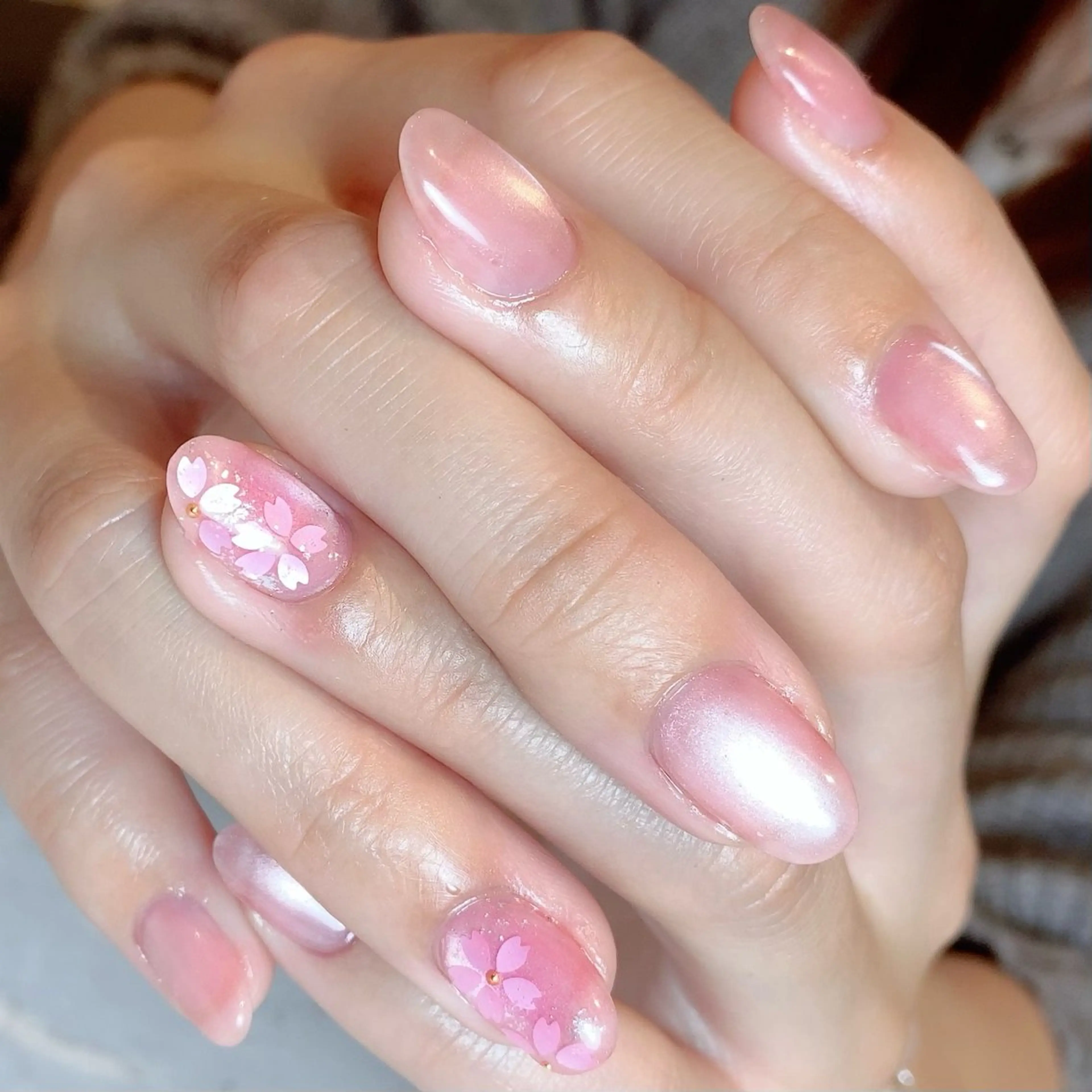 ネイル チークネイル 桜ネイル ハンドネイル プライベートサロン Rのネイルデザイン