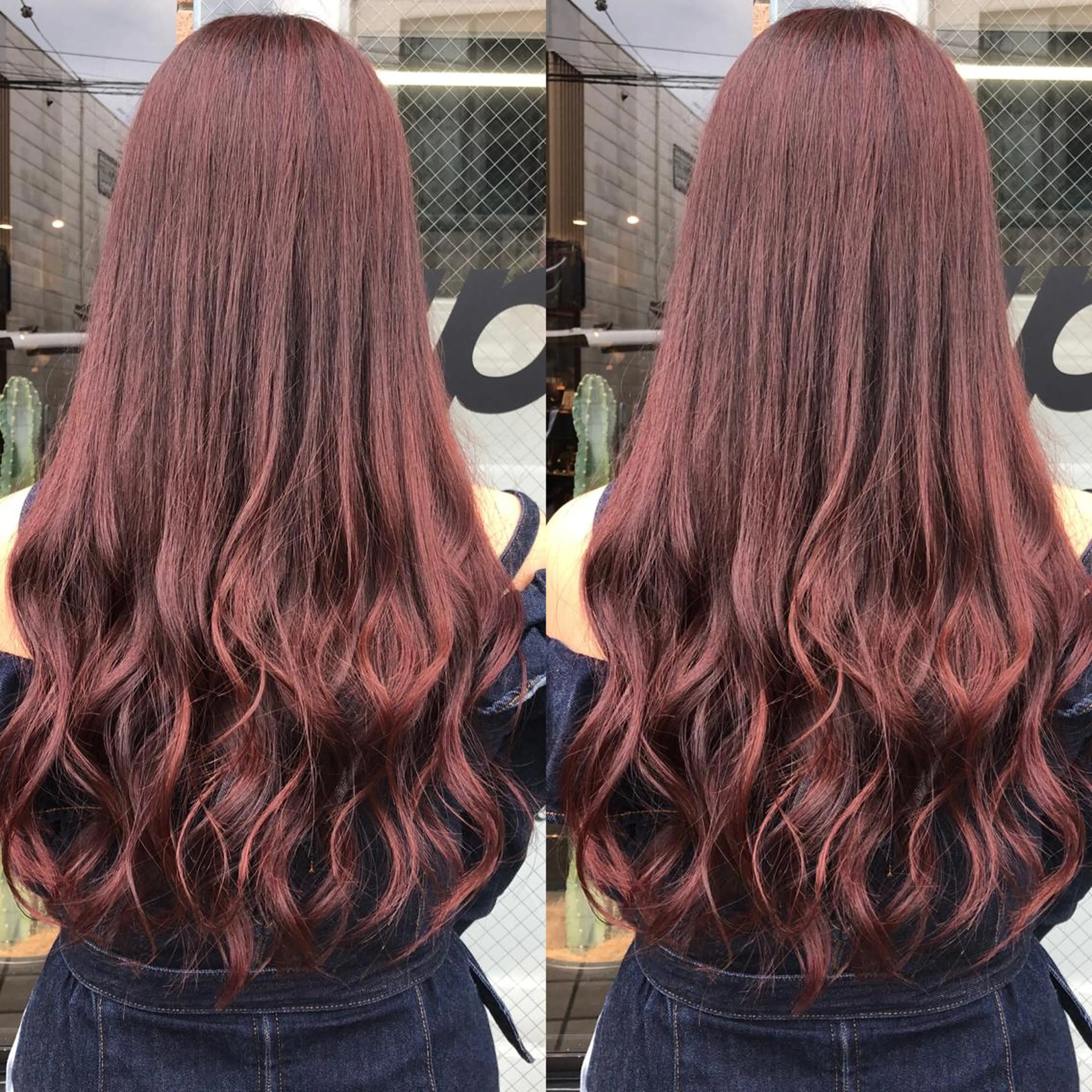 カラー パーマ ヘアアレンジ ピンクカラー レッドカラー ローズカラー 八巻 晴香のヘアスタイル