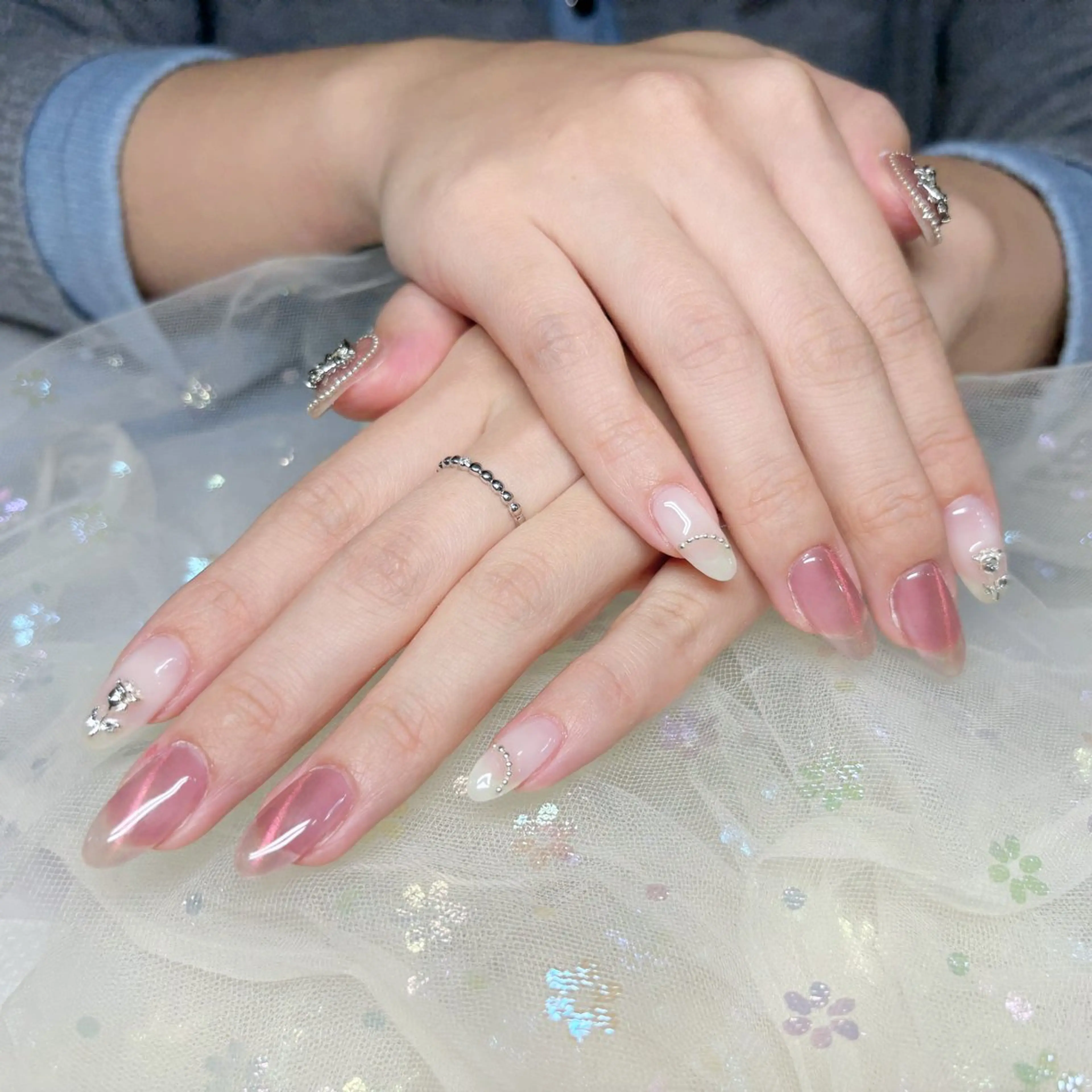 ネイル ハンドネイル H3 Nail Tsuki🦋💙のネイルデザイン