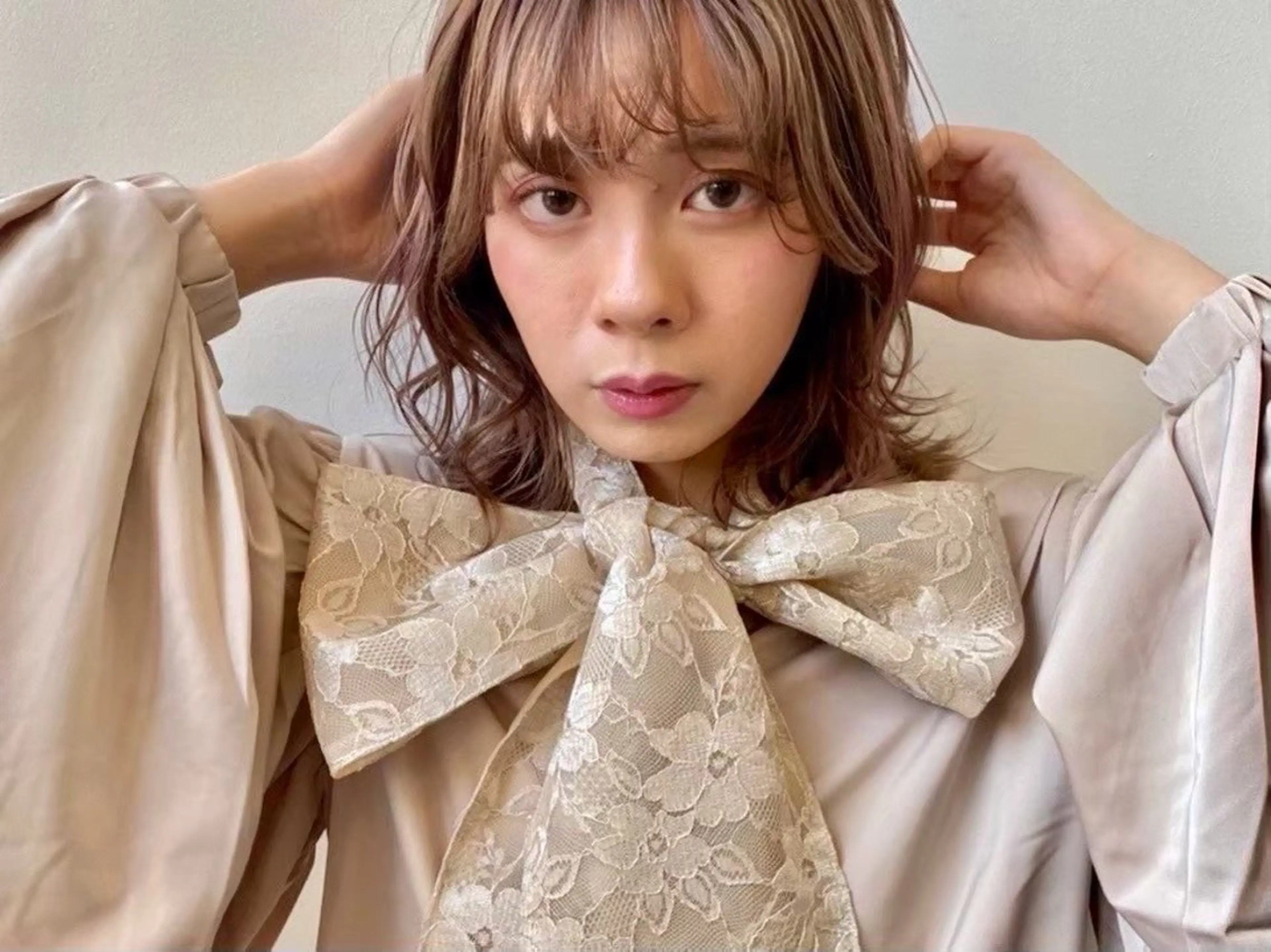 ミディアム カラー ショートボブ ミディアムパーマ バレイヤージュ ブリーチ ケアブリーチ カット ヘアカラー トリートメント ヘアセット hair terrace M所属・村岡 芽衣のヘアスタイル