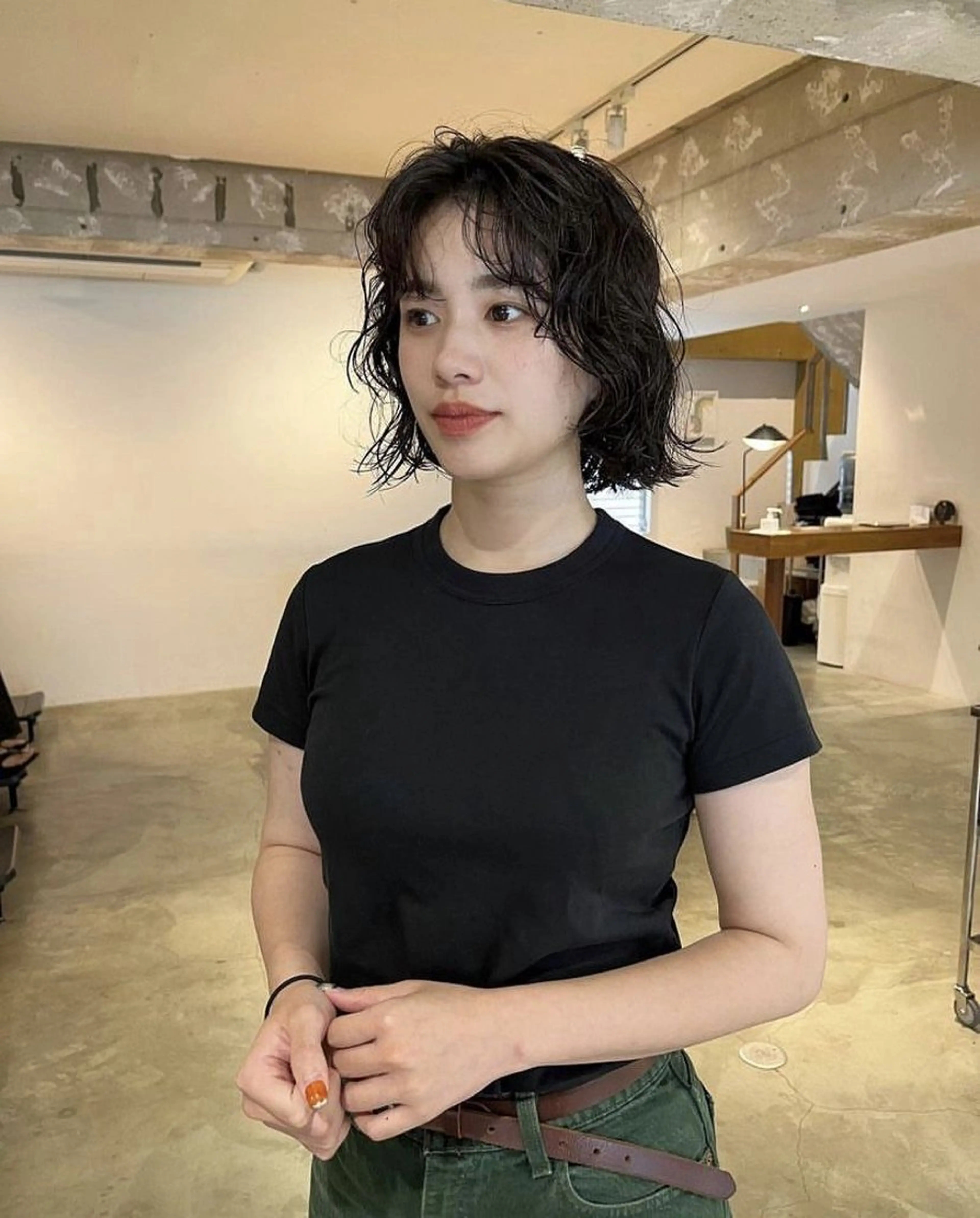 ミディアム パーマ 加藤 祐斗のヘアスタイル