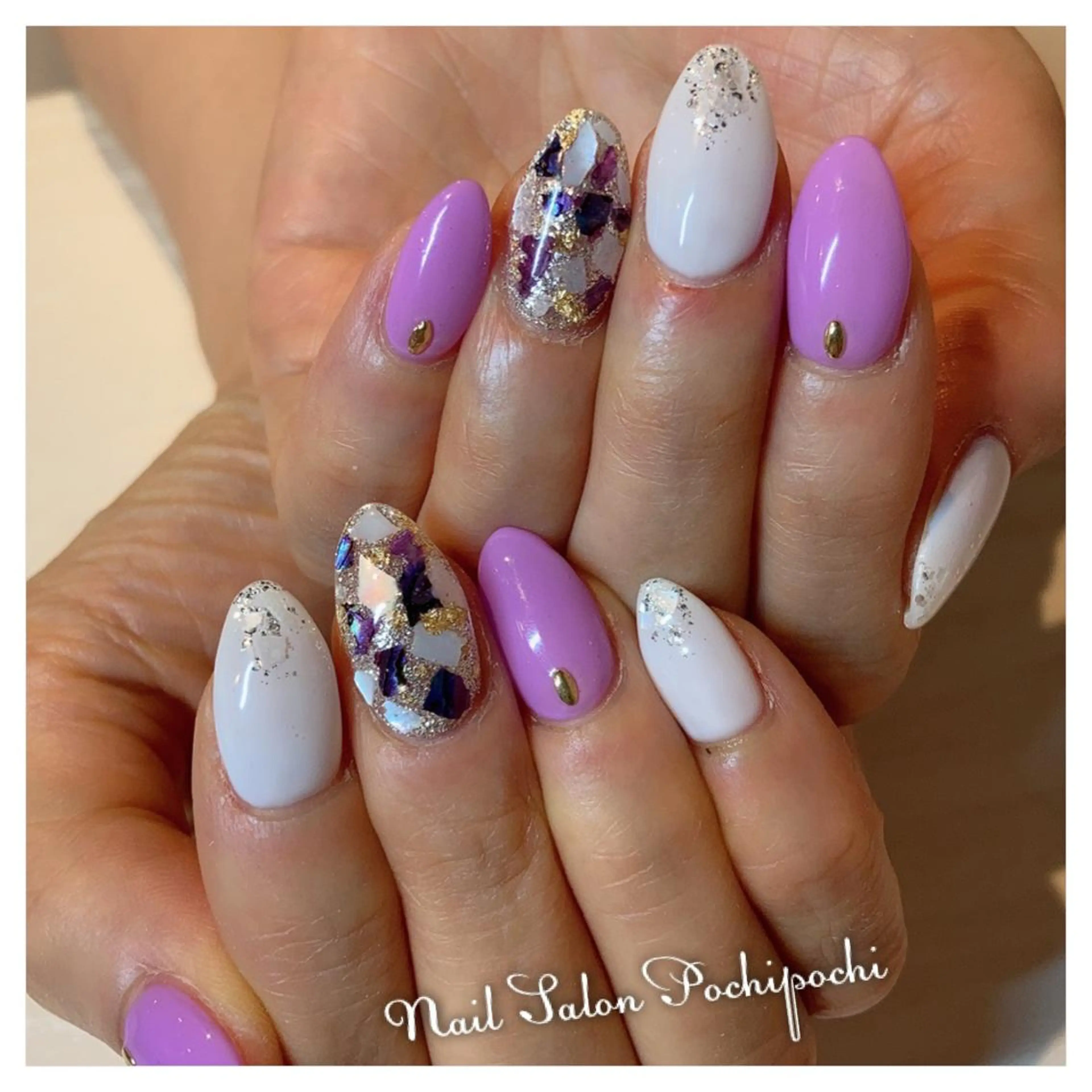 ネイル ラメ(グリッター) ワンカラーネイル パープル シンプルネイル 夏ネイル Nail Salon Mahaloのネイルデザイン