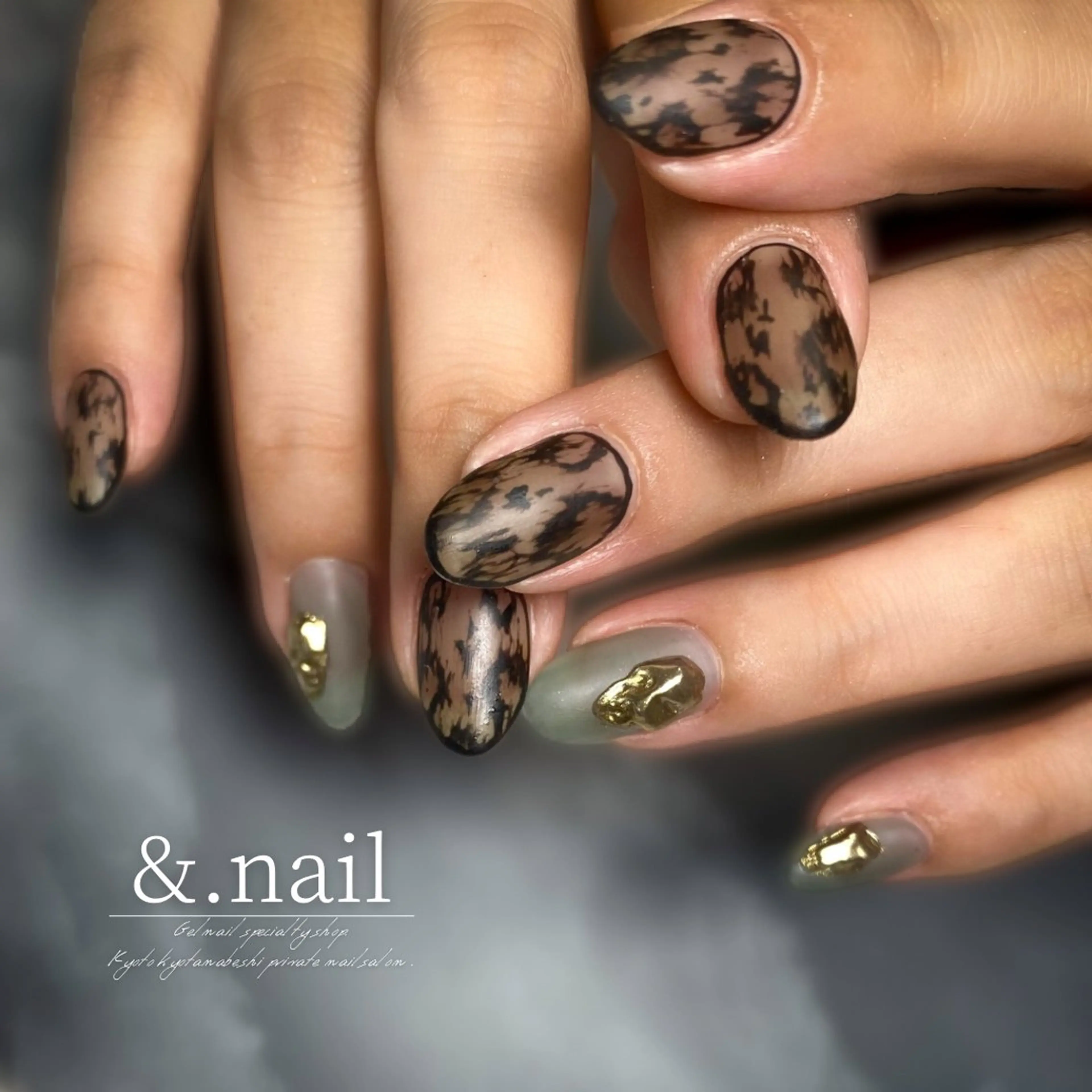 ネイル アニマル柄 ハンドネイル &.nail/ ニュアンス/持込み可のネイルデザイン