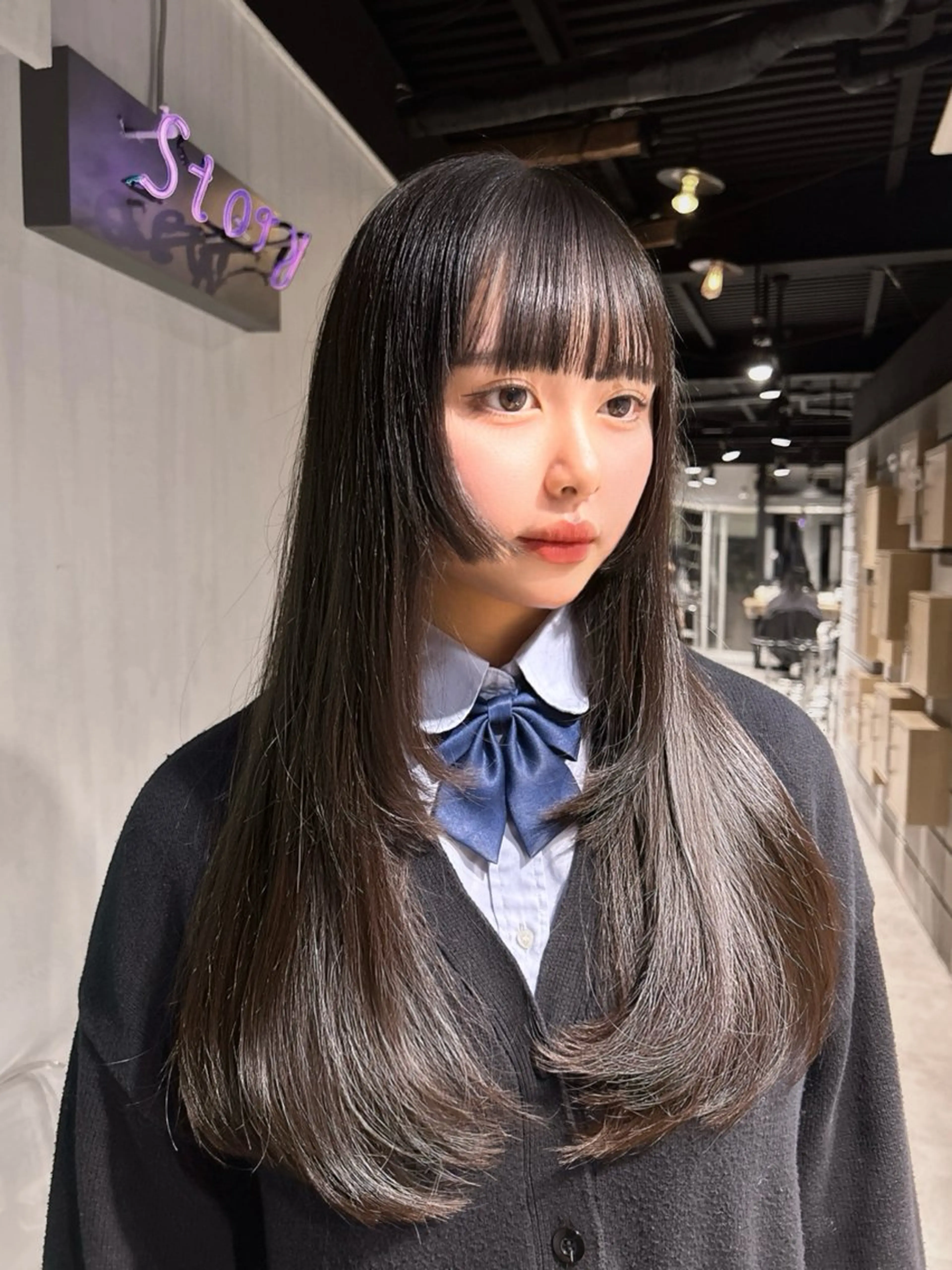 ロング 韓国風カラー 姫カット 韓国風ヘア レイヤーカット ワンホンレイヤー MEI🎀垢抜けカラ ー🎀韓国styleのヘアスタイル