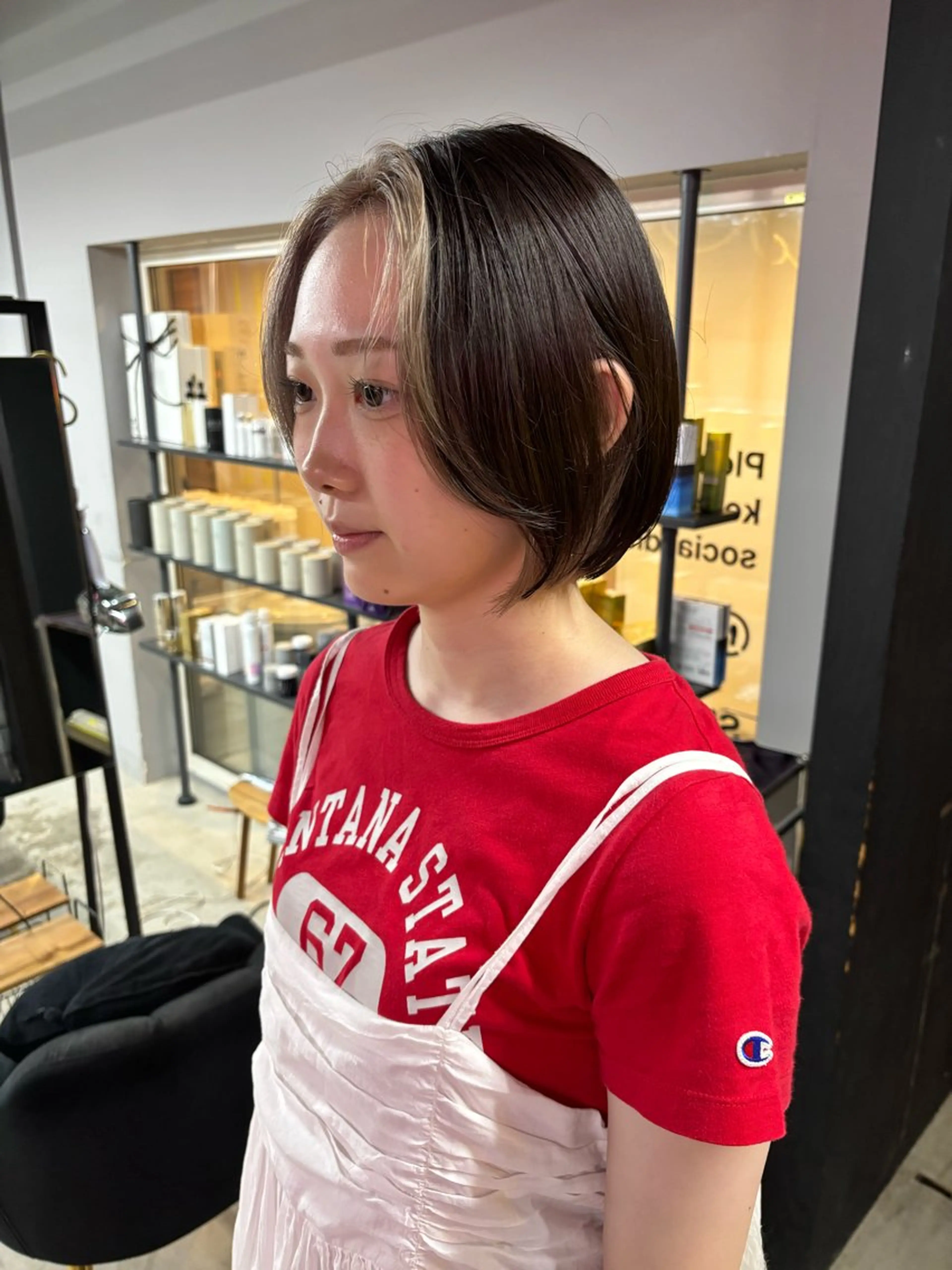 ショート カラー デザインカラー ボブ カット ヘアカラー メンズパーマ レイヤー/後藤海音のヘアスタイル