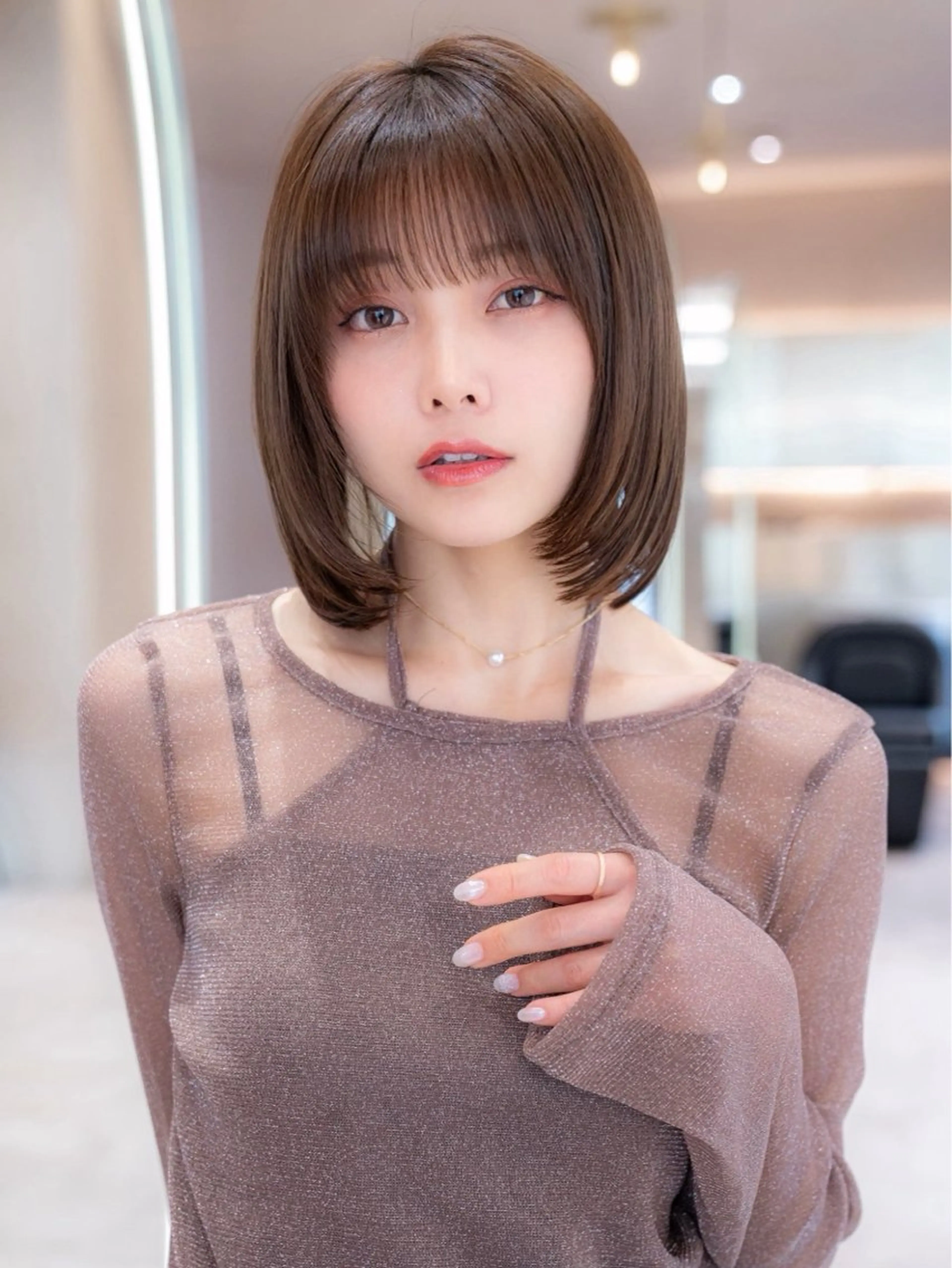 ミディアム カラー カット ヘアカラー トリートメント 垢抜けボブカット /楓のヘアスタイル