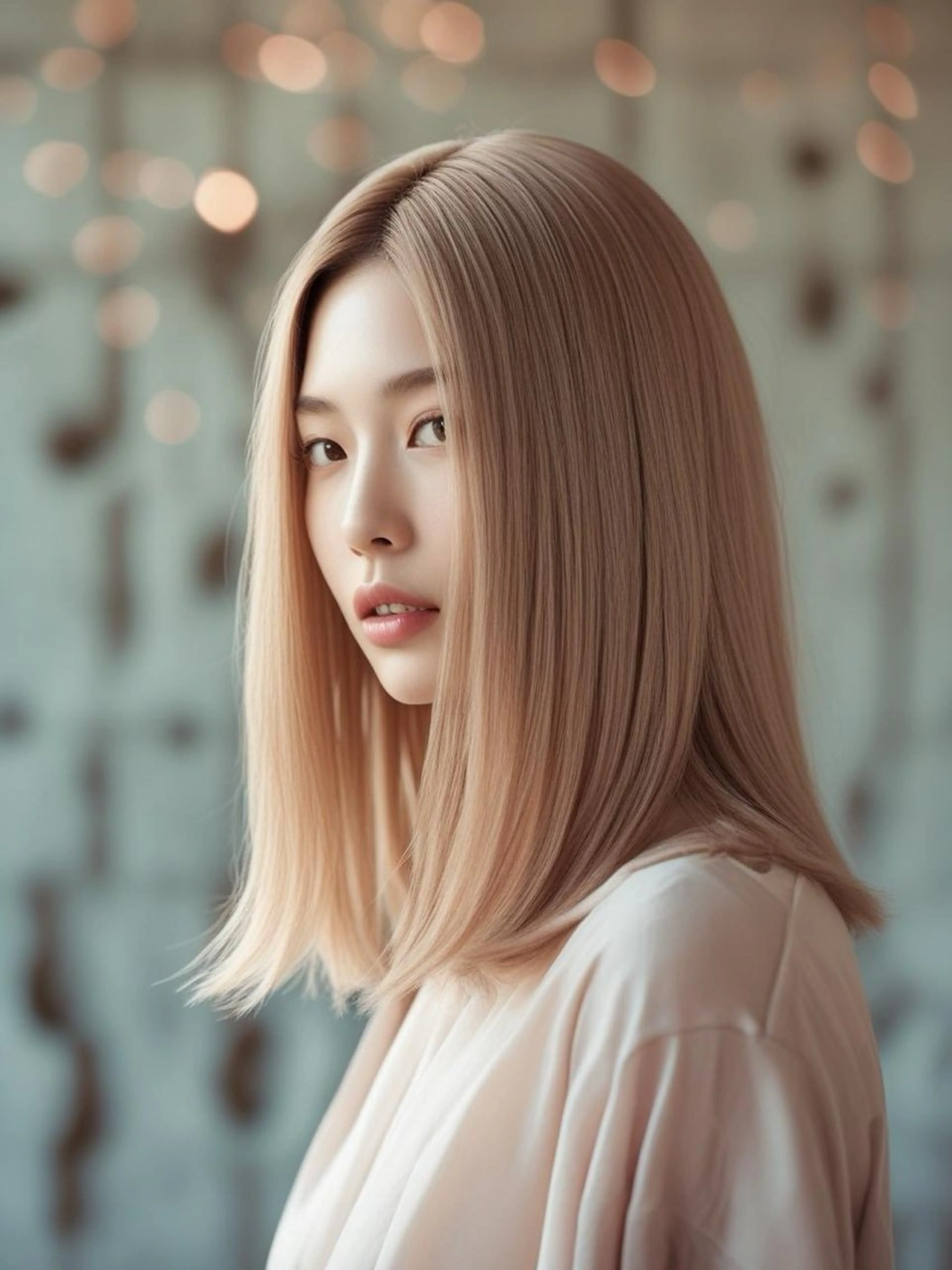 ミディアム カラー ベージュカラー ブリーチ ヘアカラー トリートメント ☘️em HAIR 内藤光哉🍀のヘアスタイル