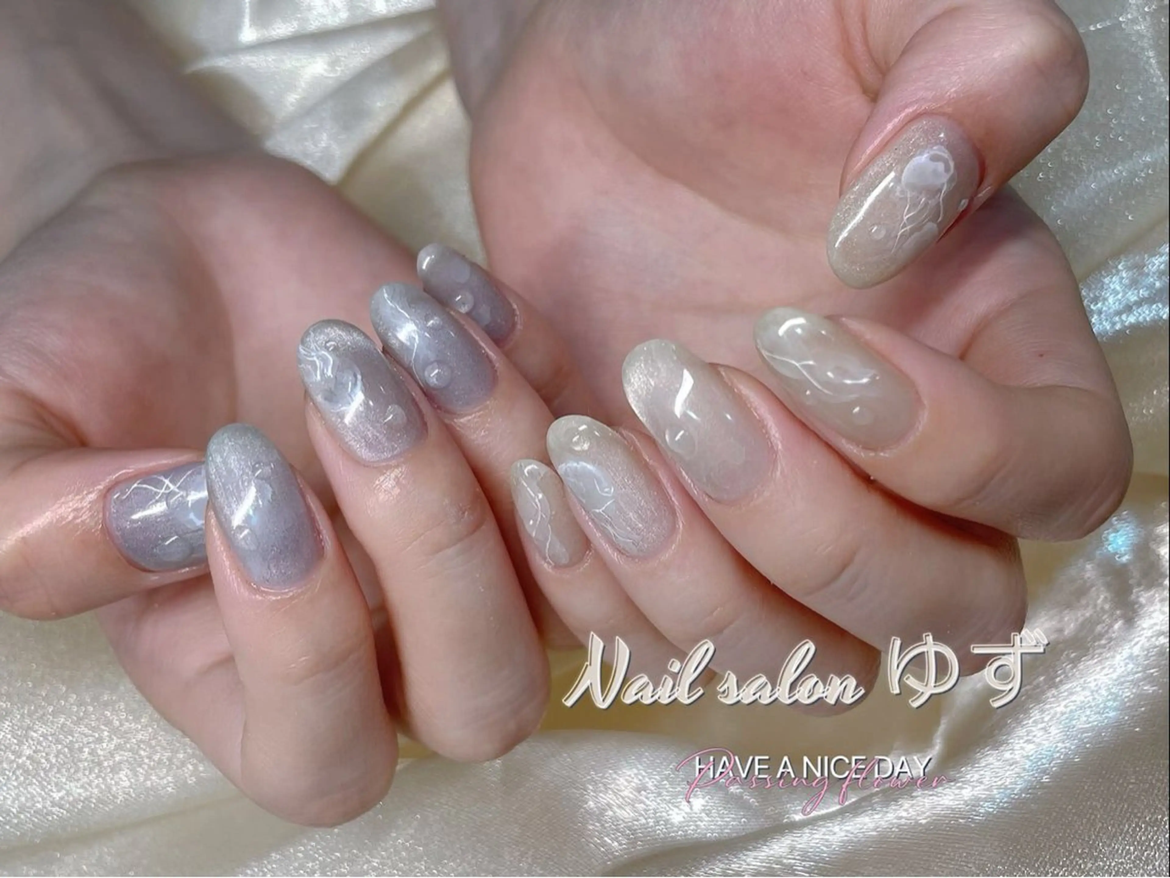 ネイル 長さ出し フットネイル ジェルネイル 韓国ネイル マグネットネイル ゆず Nail Salonのネイルデザイン