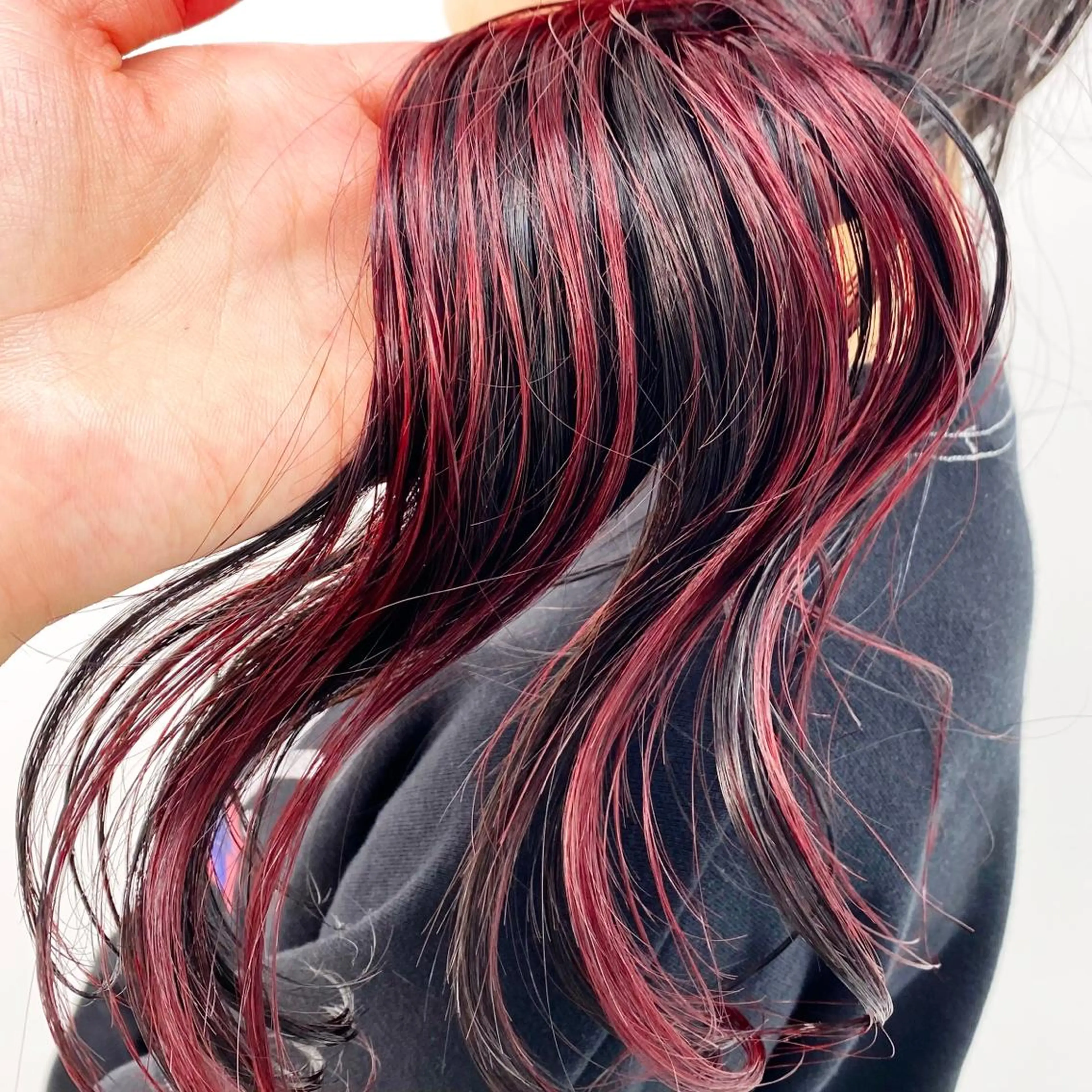 ロング カラー ヘアアレンジ ミストバング 黒髪 デザインカラー  フェイスフレーミング インナーカラー カット ヘアカラー トリートメント 大橋 拓巳のヘアスタイル