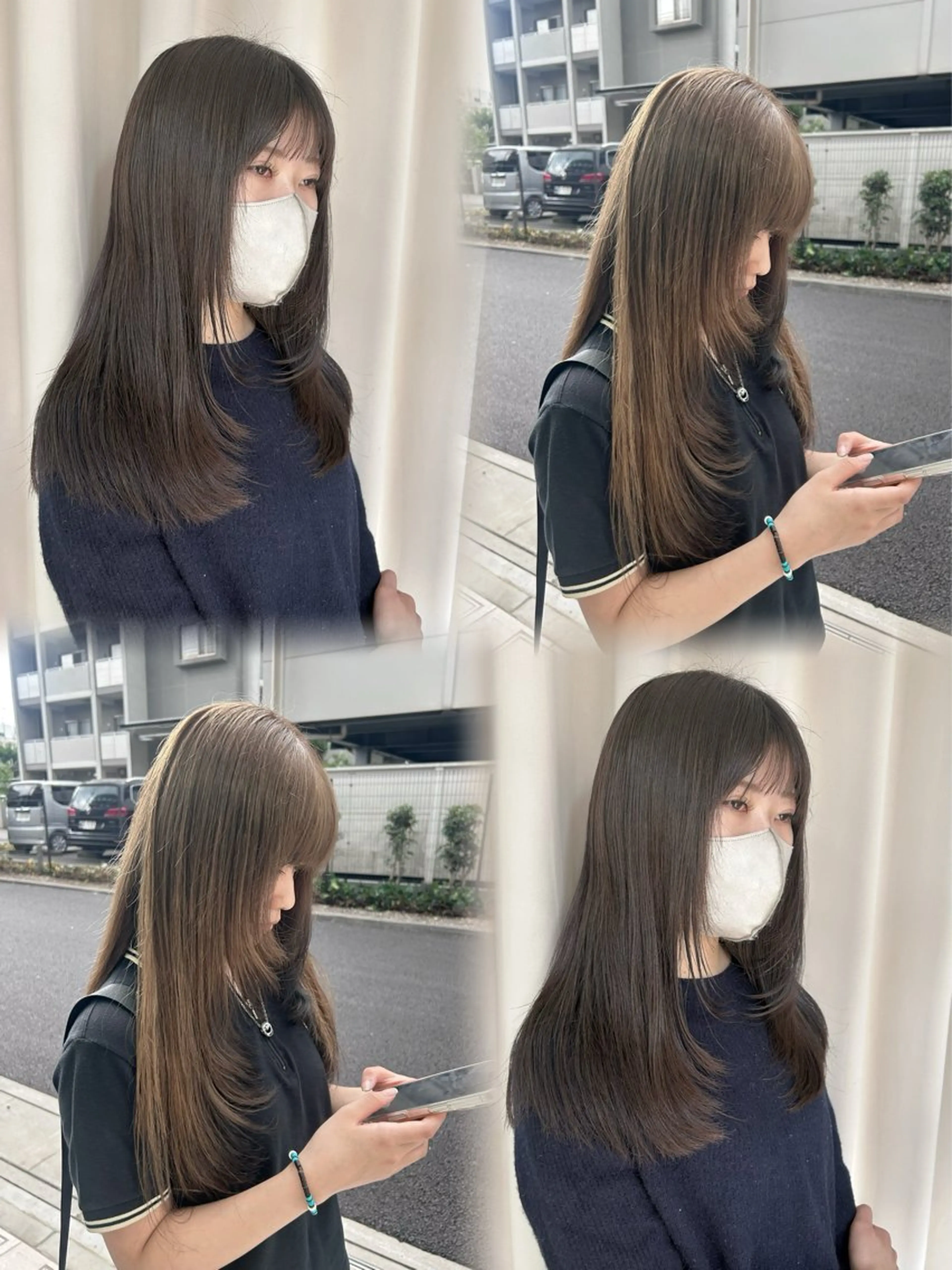 ロング ボブ レイヤーカット ロング カット ハイトーン×艶カラー 🤍MIZUKIのヘアスタイル