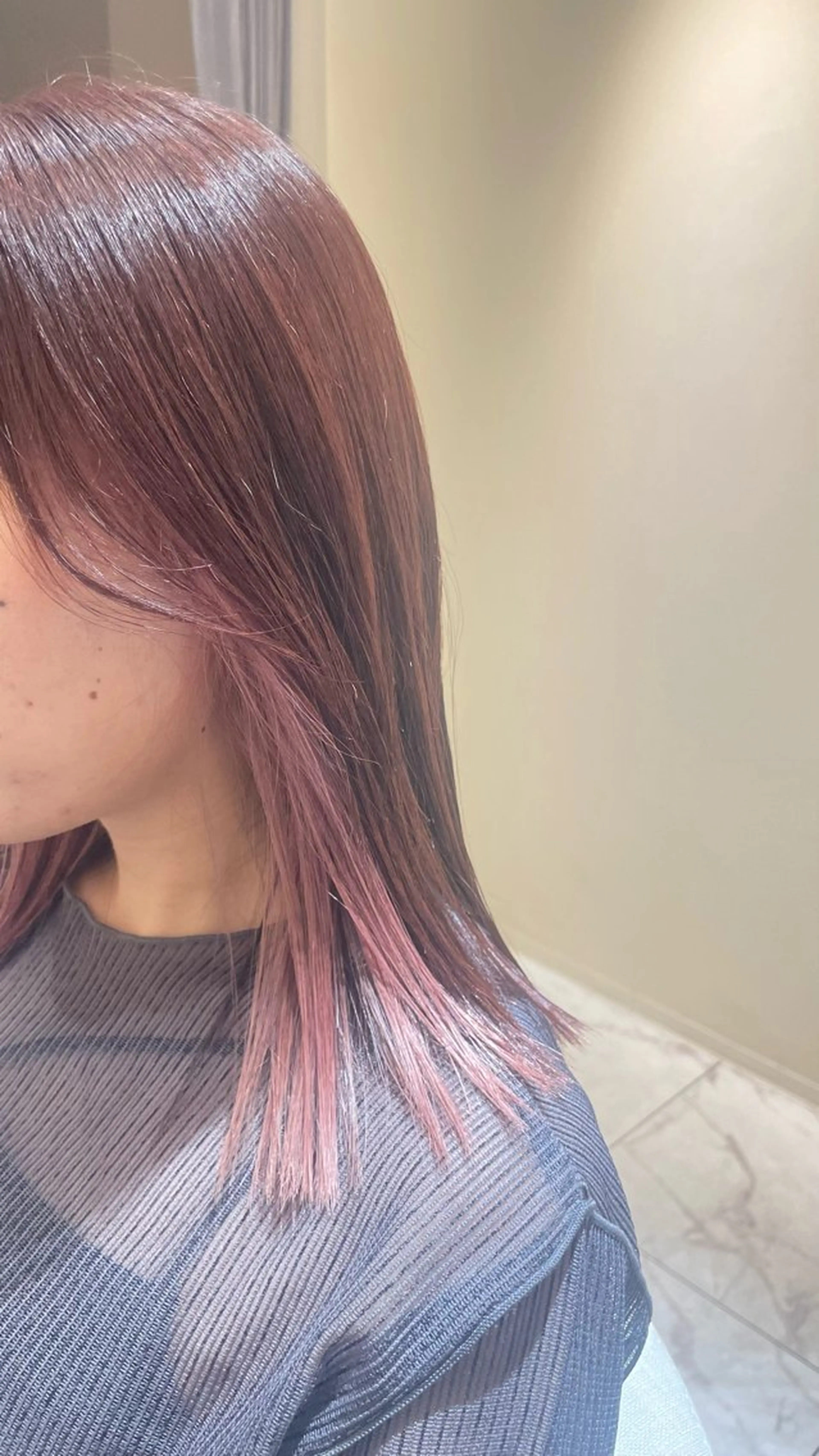 ミディアム ヘアカラー トリートメント ヘッドスパ マホ/日吉/髪質改善 /レイヤー/ガーリーのヘアスタイル