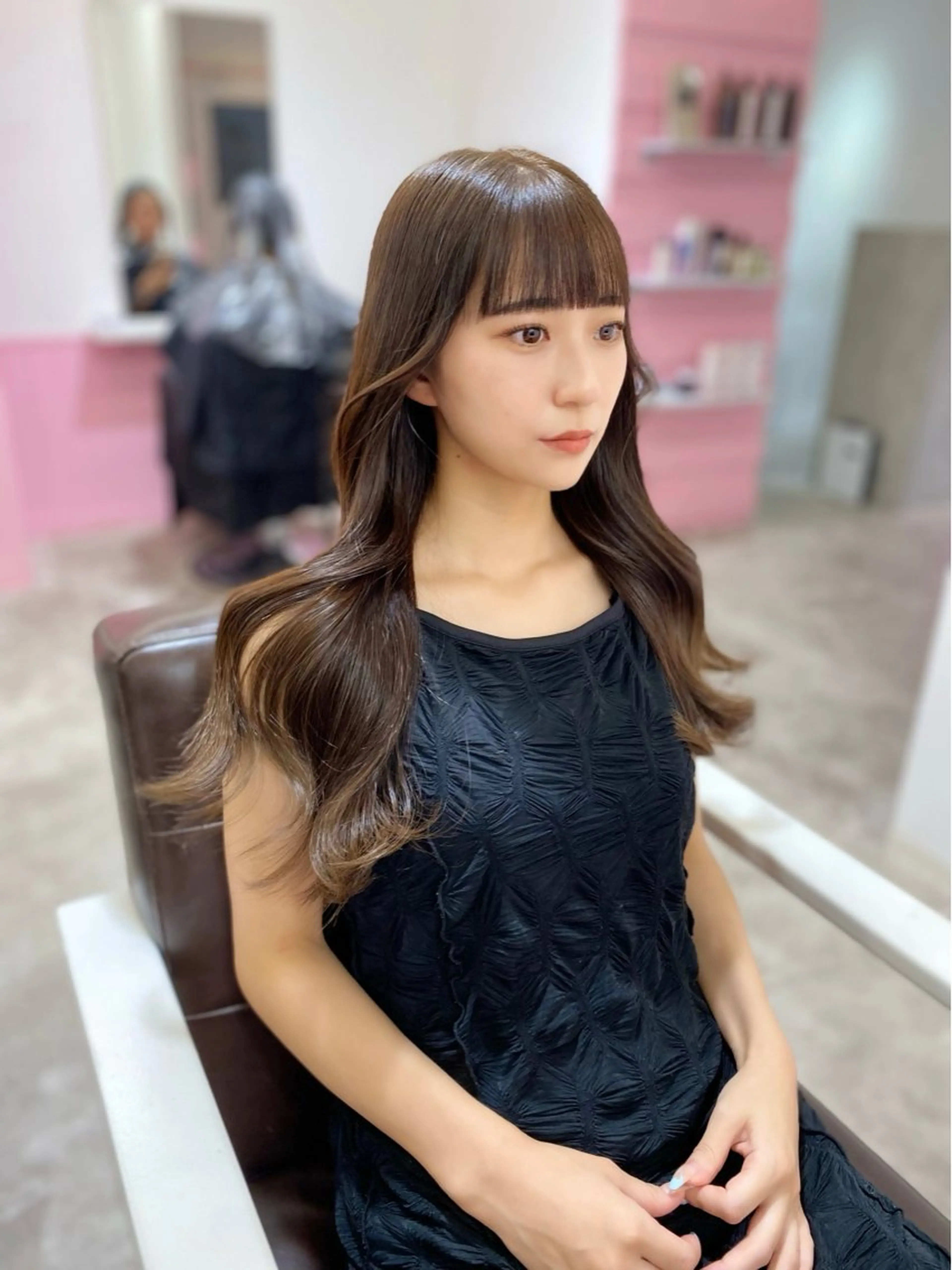ロング カット ヘアカラー トリートメント 髪質改善韓国レイヤー SHIORI🦋のヘアスタイル