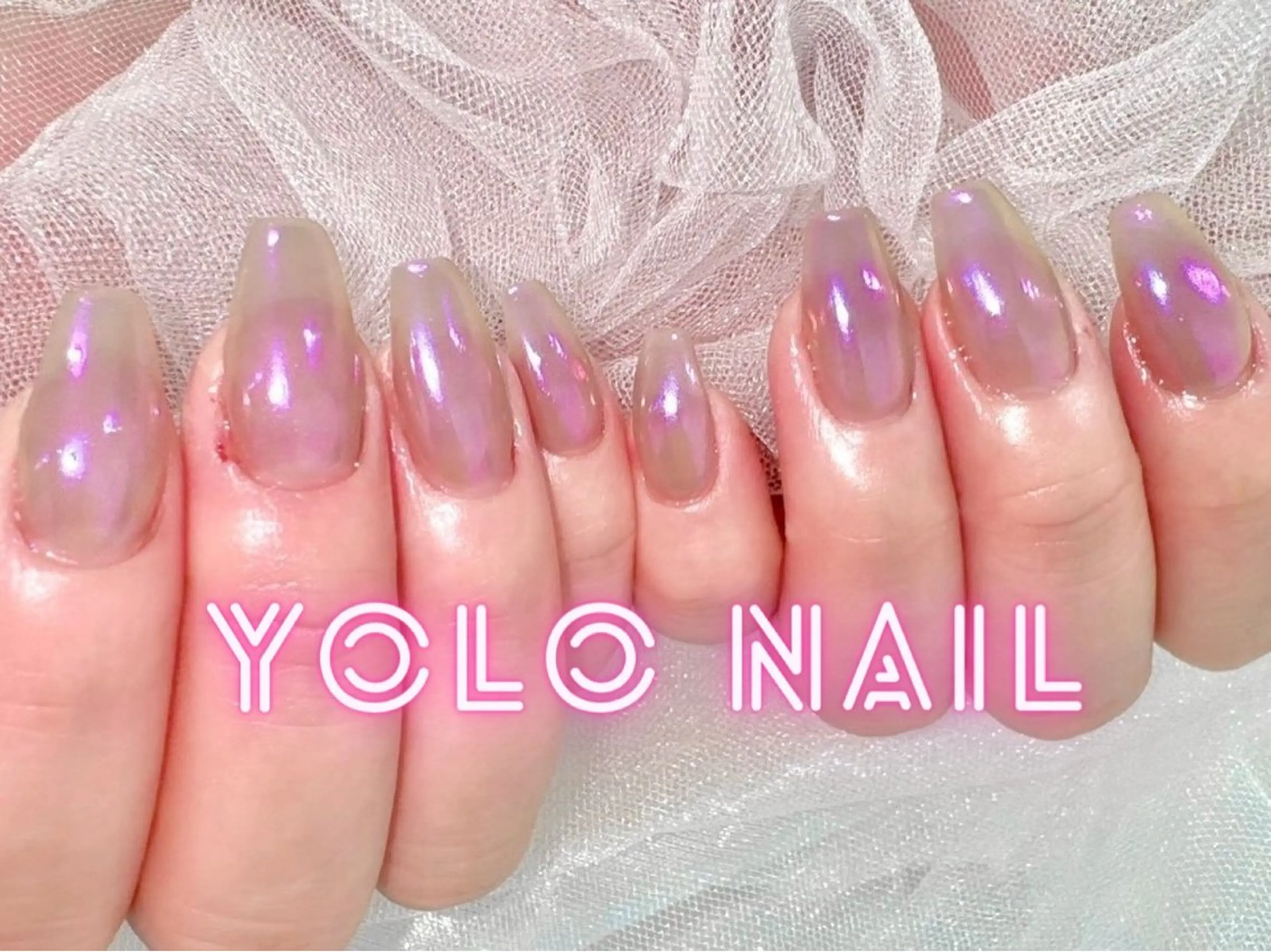 ネイル オーロラネイル ミラーネイル ワンカラーネイル ハンドネイル YOLONAIL心斎橋店所属・田本 和音のネイルデザイン