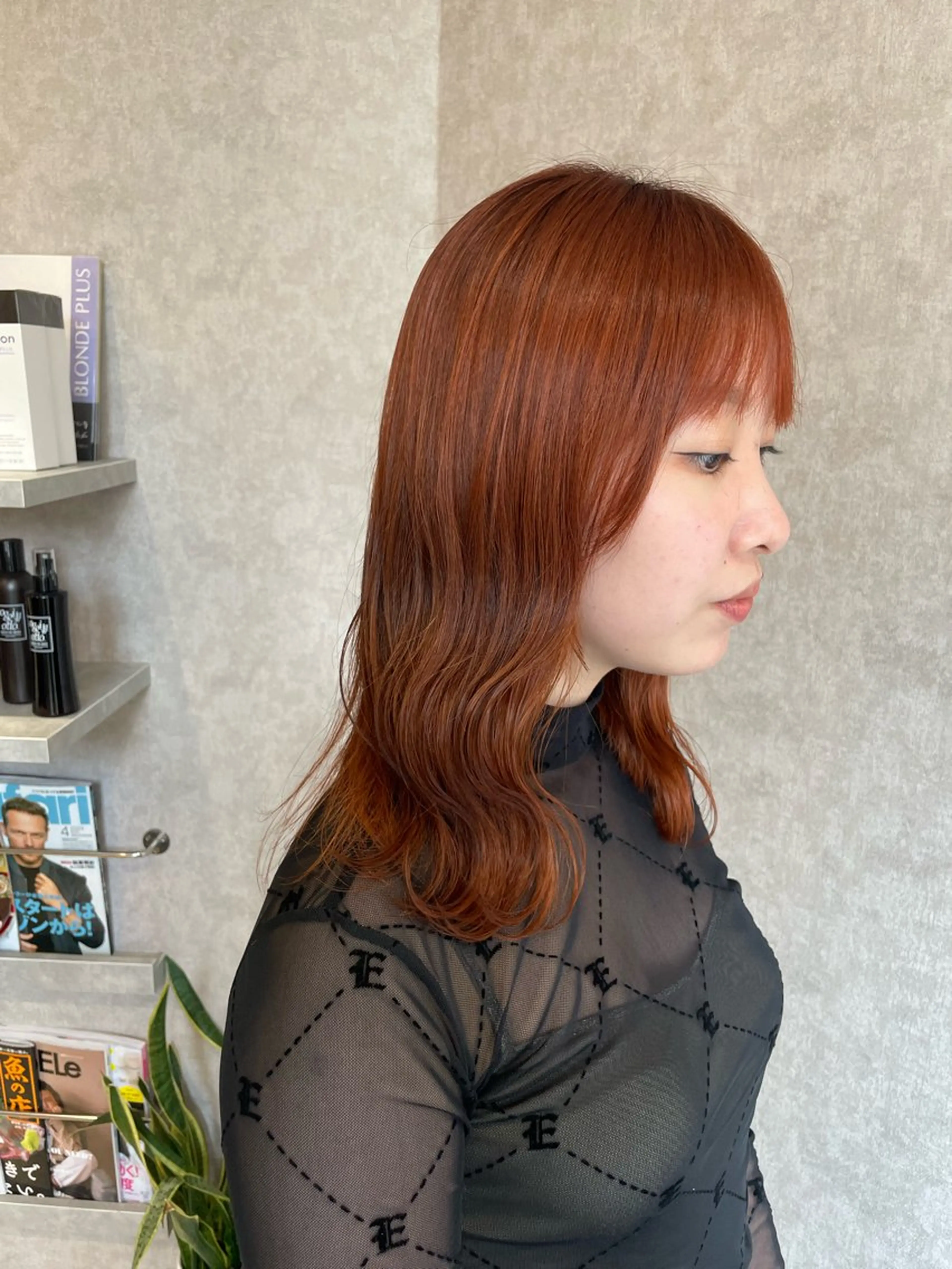 ミディアム カラー ブリーチ ケアブリーチ 透明感カラー オレンジ ヘアカラー Taku ／ケアハイトーンのヘアスタイル