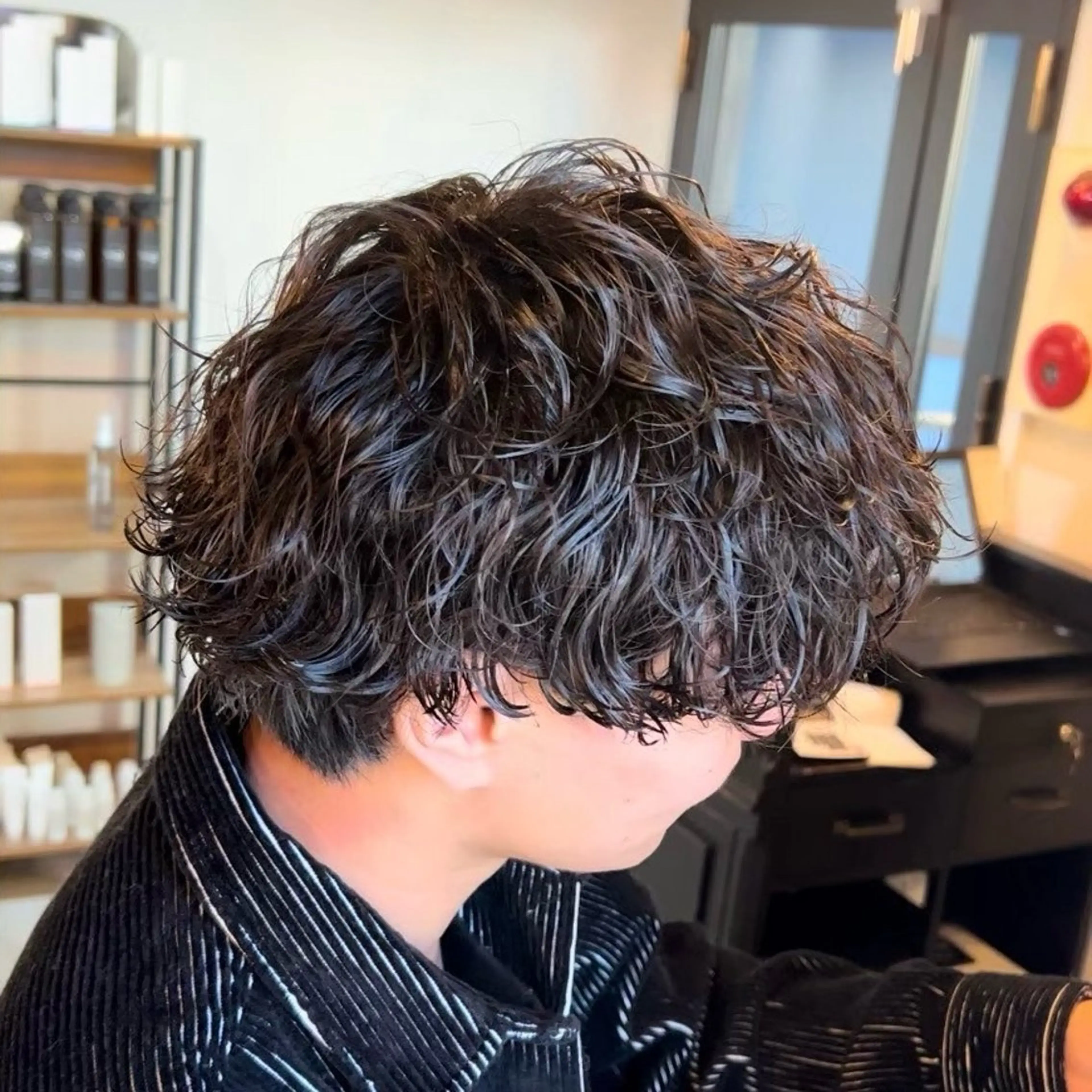 ミディアム パーマ カット パーマ センターパート職人 店長/TSUBASAのヘアスタイル