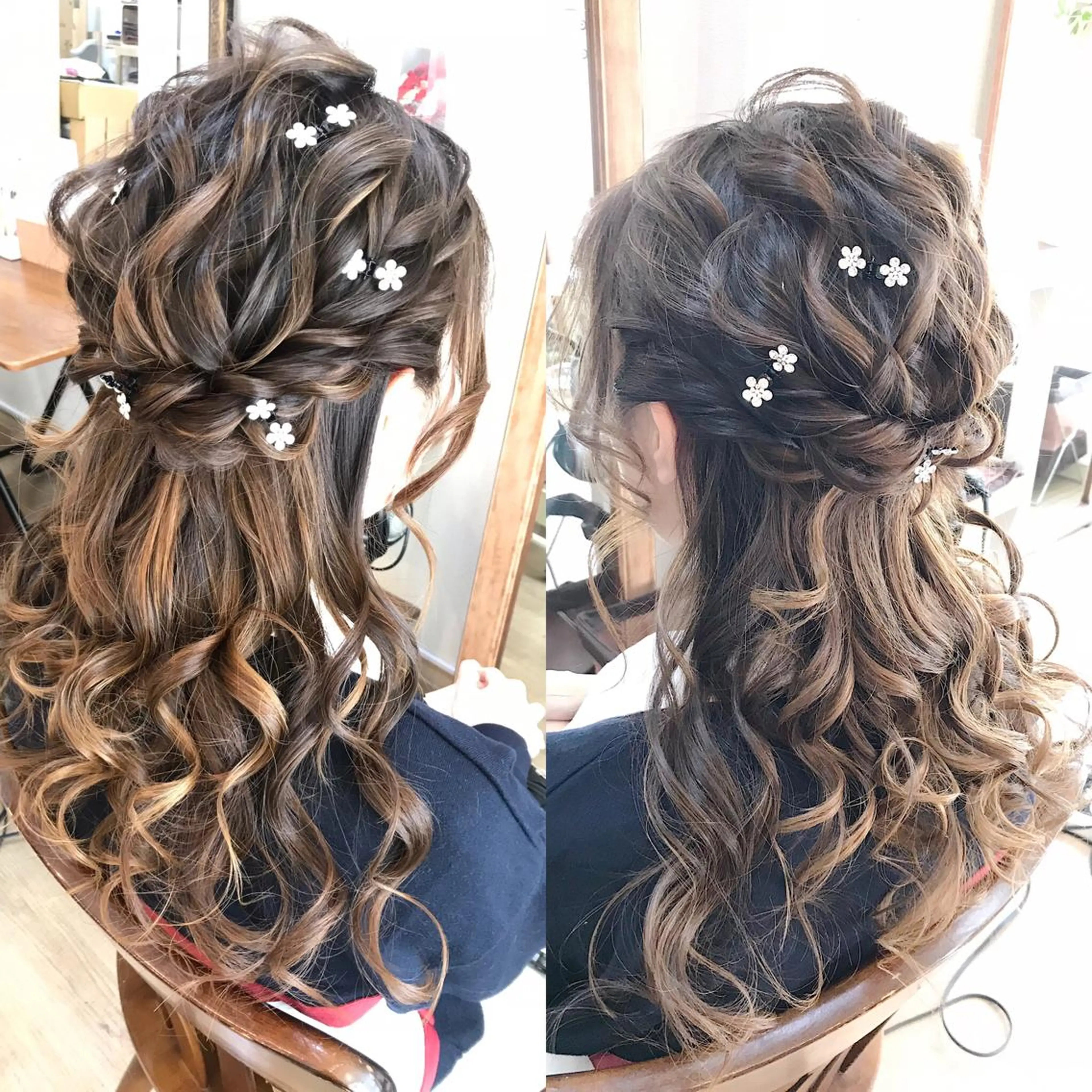 セミロング ヘアアレンジ ハーフアップ ヘアセット ヘアメ/着付け 清水玲歌のヘアスタイル