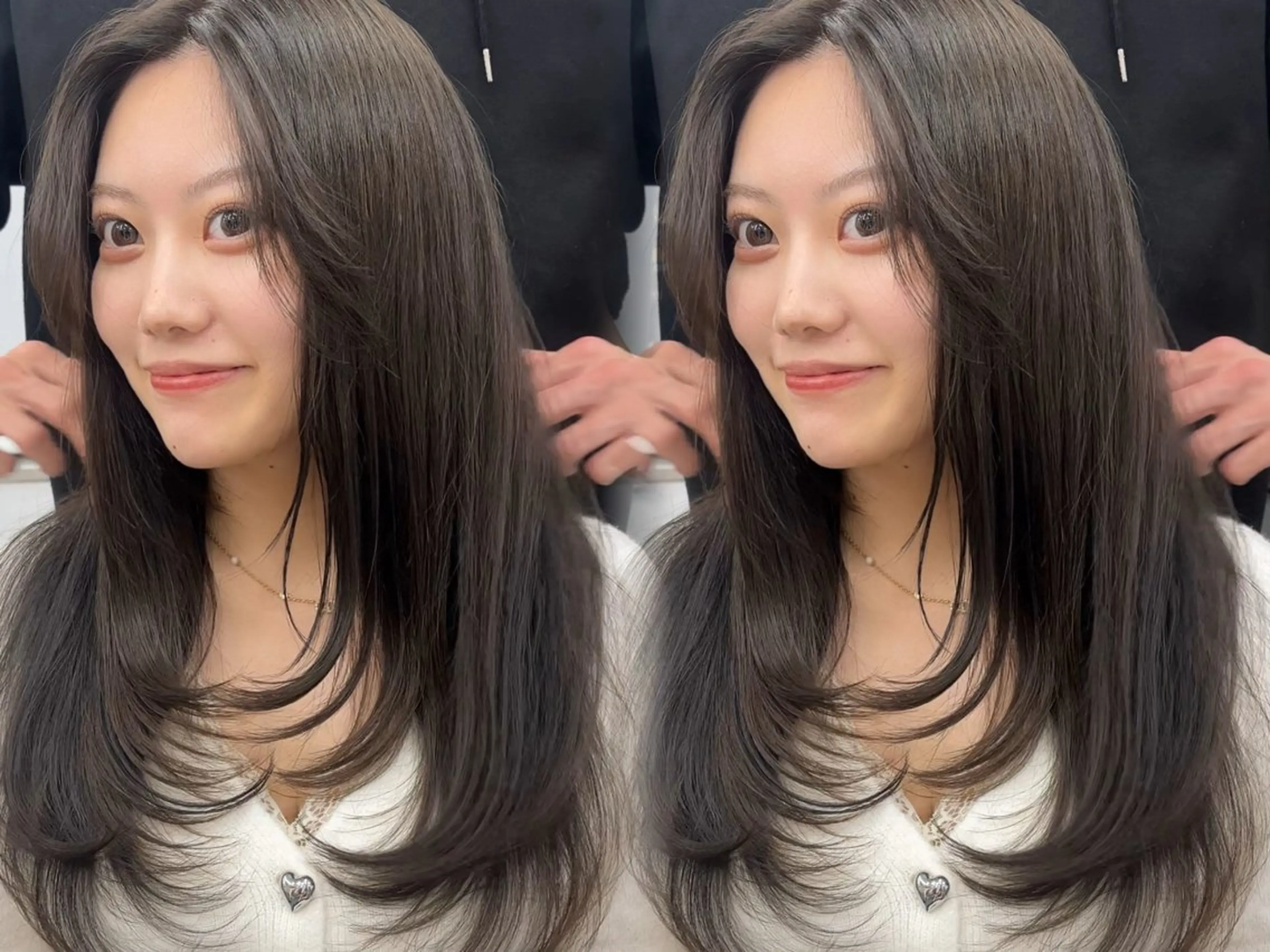 ロング カラー 山崎/ボブ縮毛矯正 レイヤー髪質改善のヘアスタイル