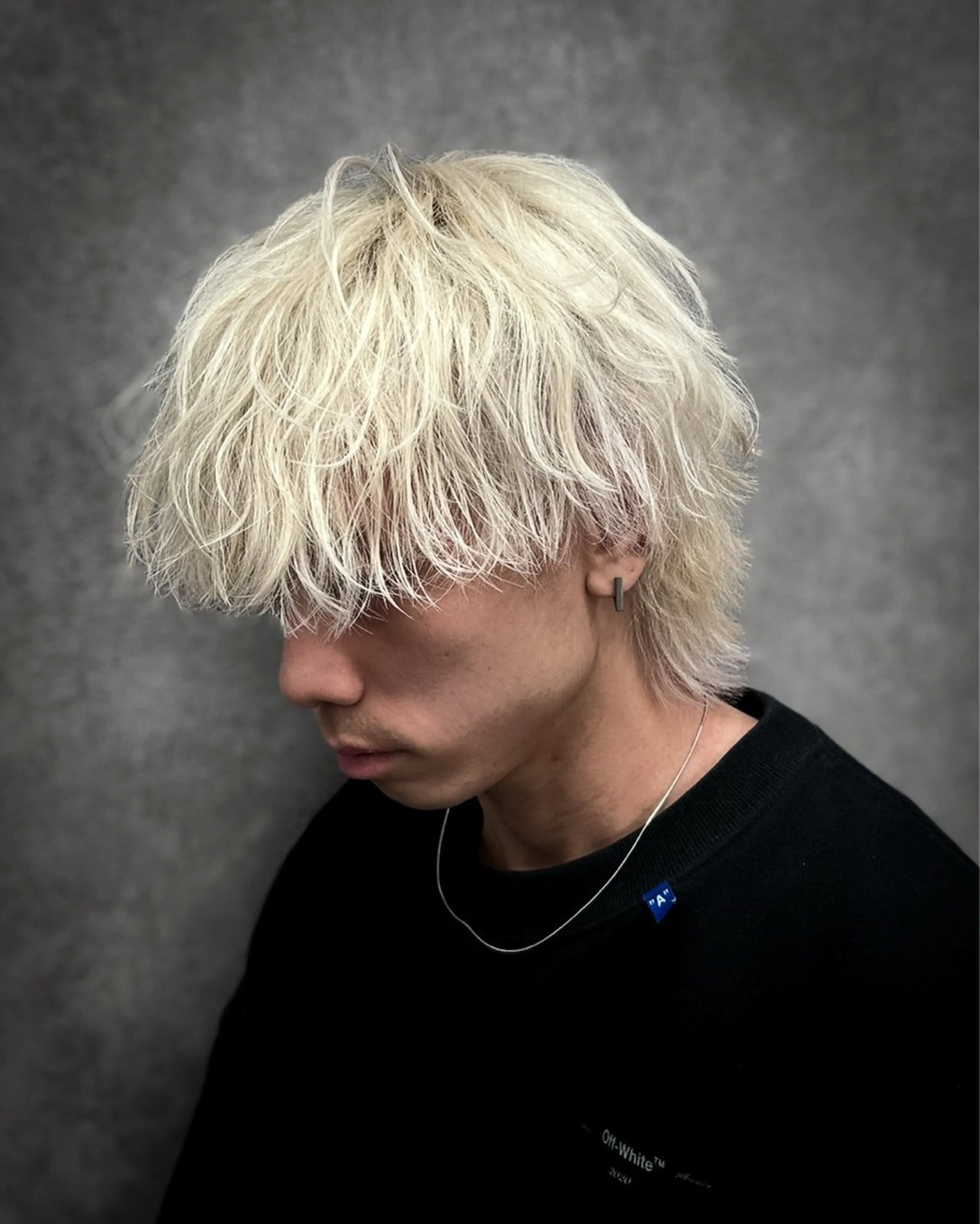 ショート カラー パーマ メンズ メンズハイトーン マッシュウルフ マッシュ メンズウルフカット ハイトーンカラー カット ヘアカラー お客様満足度NO.1 /メンズヘアYUTAのヘアスタイル