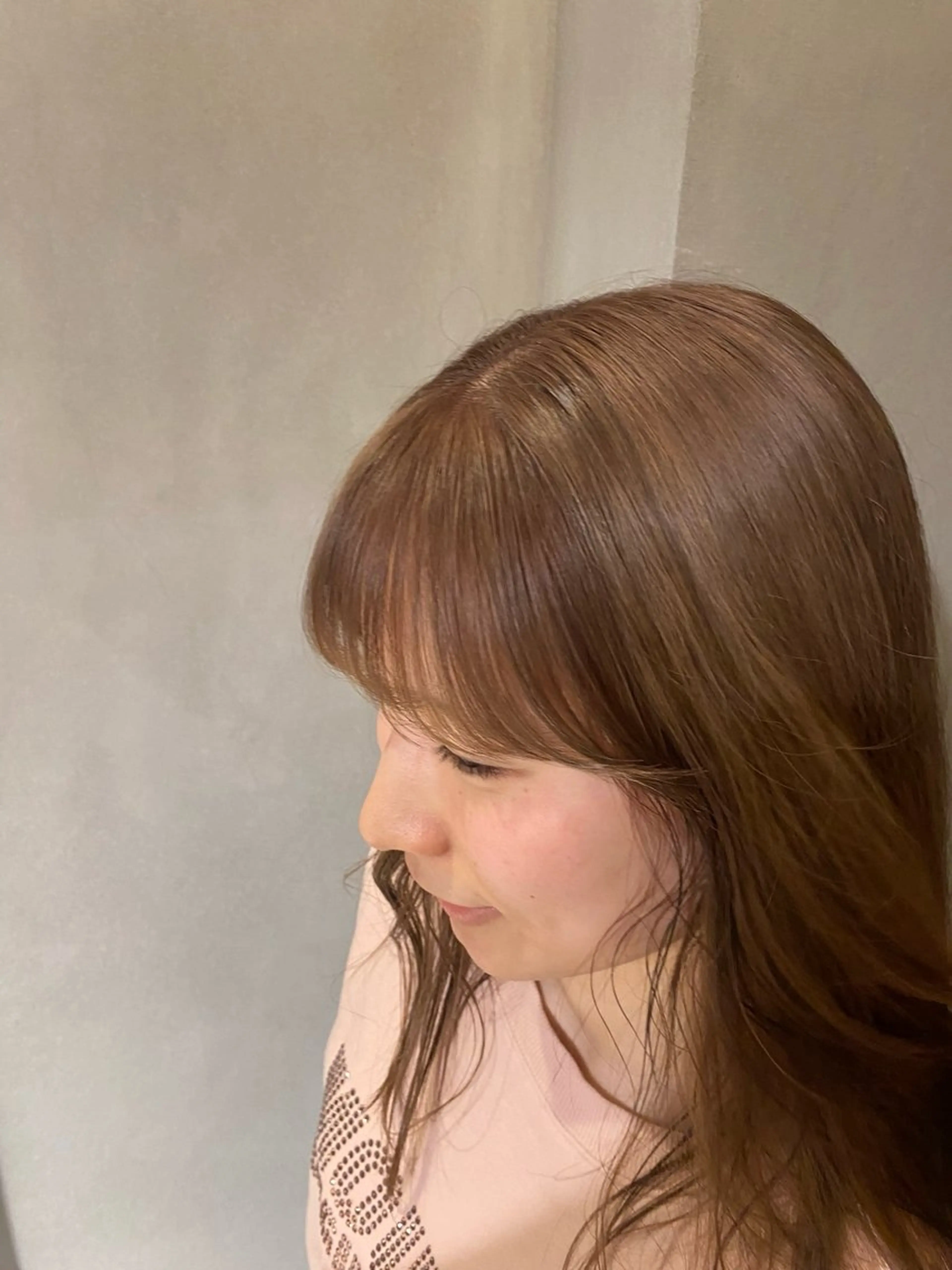 カラー ベージュカラー ミルクティーベージュ ヘアカラー ブリーチなしカラー 透明感／ボブ　ユミのヘアスタイル