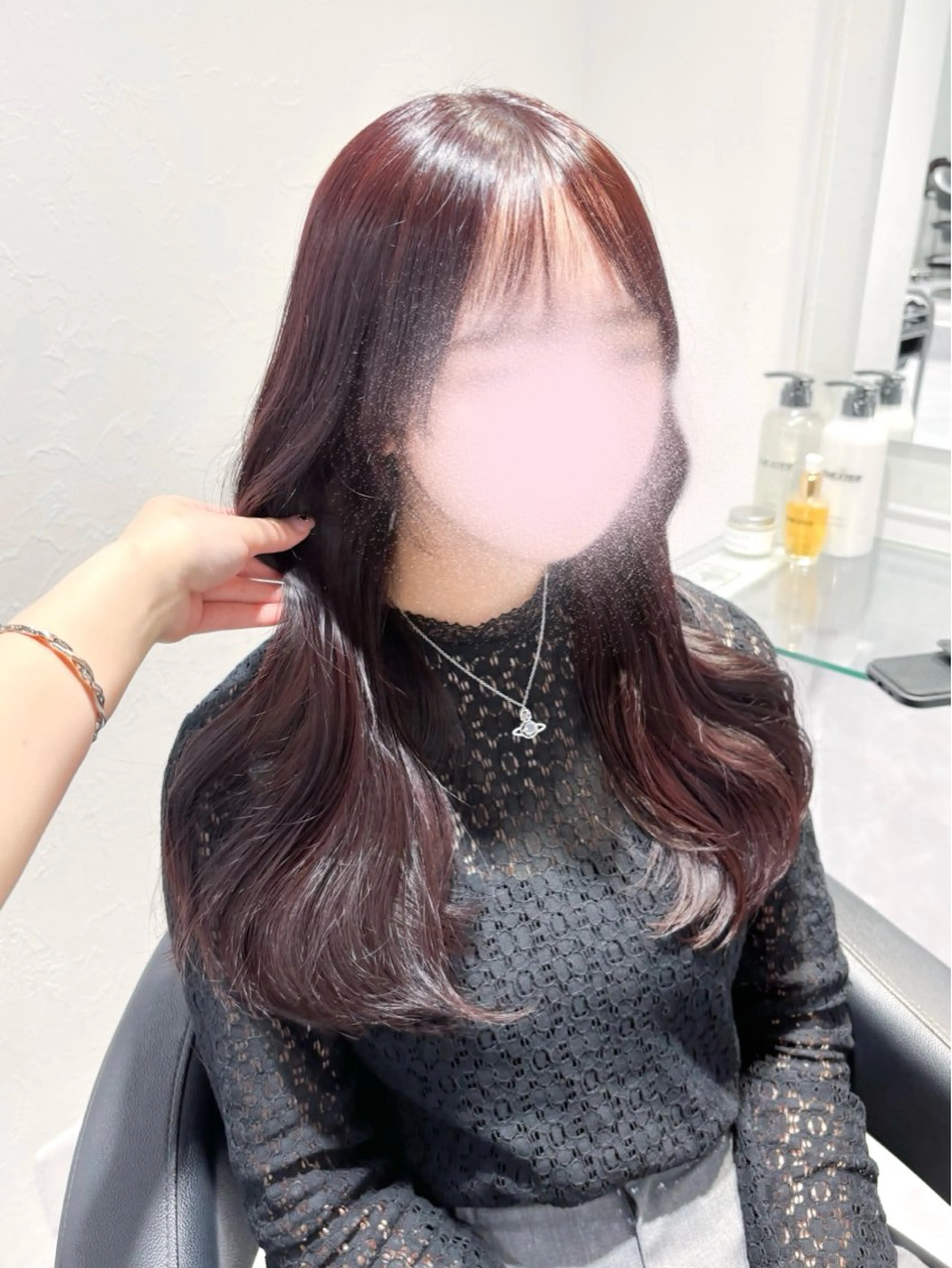 ロング カラー ラベンダーカラー ピンクカラー ピンクラベンダー ヘアカラー トリートメント ヘッドスパ ヘアセット 表参道♡暗髪^ྀི 艶カラー♡アユミのヘアスタイル