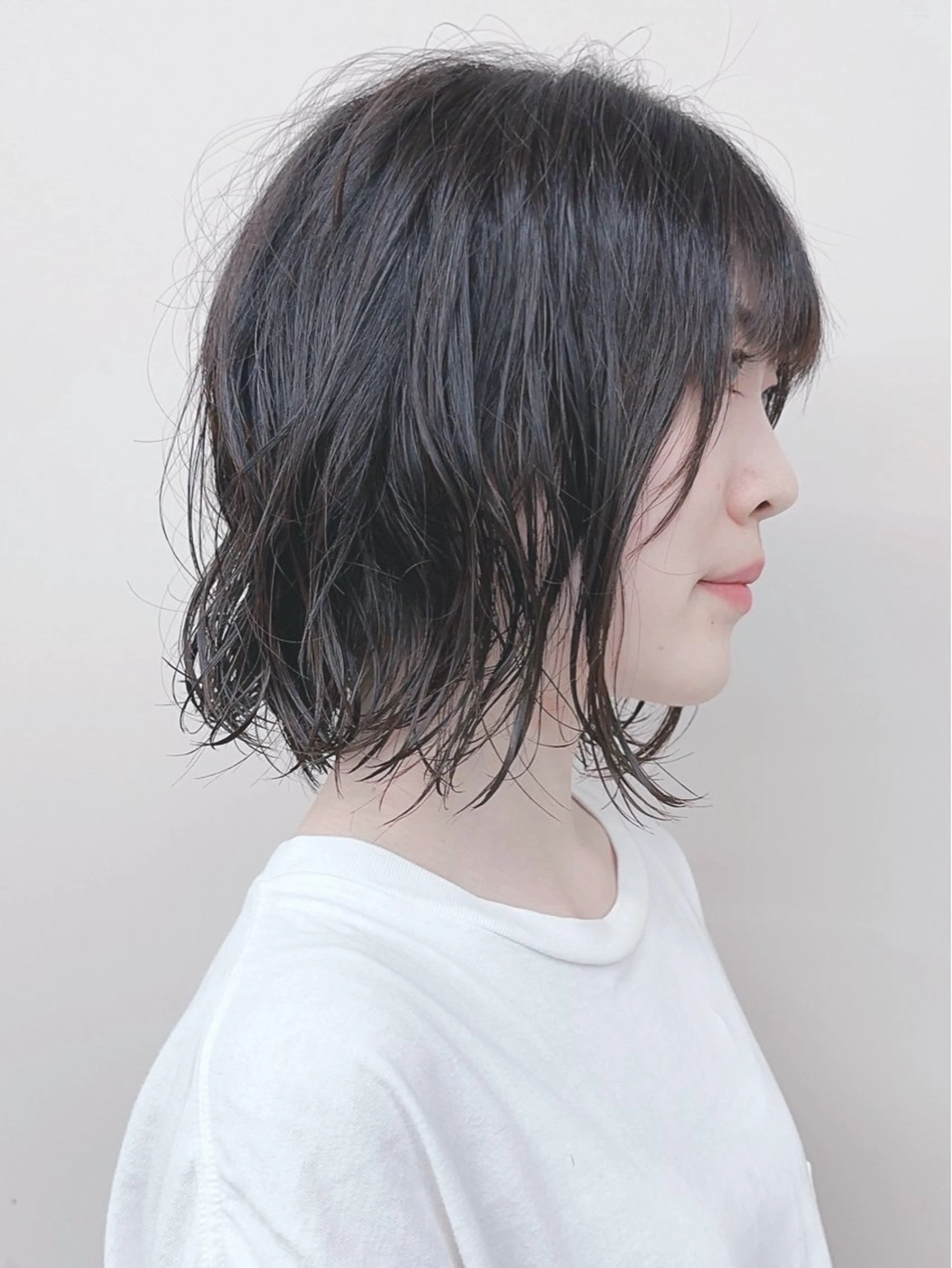 ショート パーマ カット パーマ とうい/くせ毛/ ショート/丸みボブのヘアスタイル