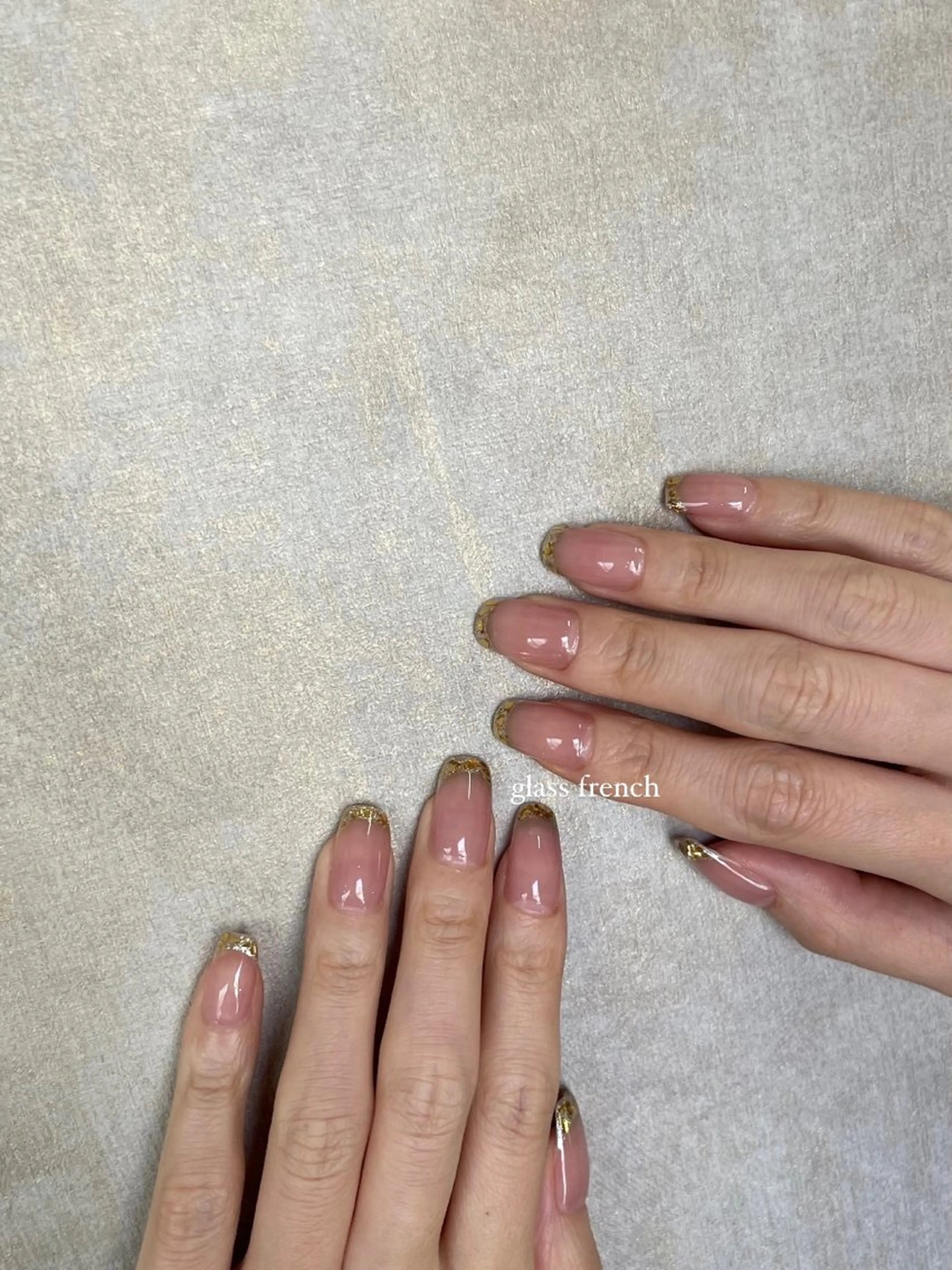 ネイル フレンチネイル ガラスフレンチ ハンドネイル atelier d Cocoのネイルデザイン