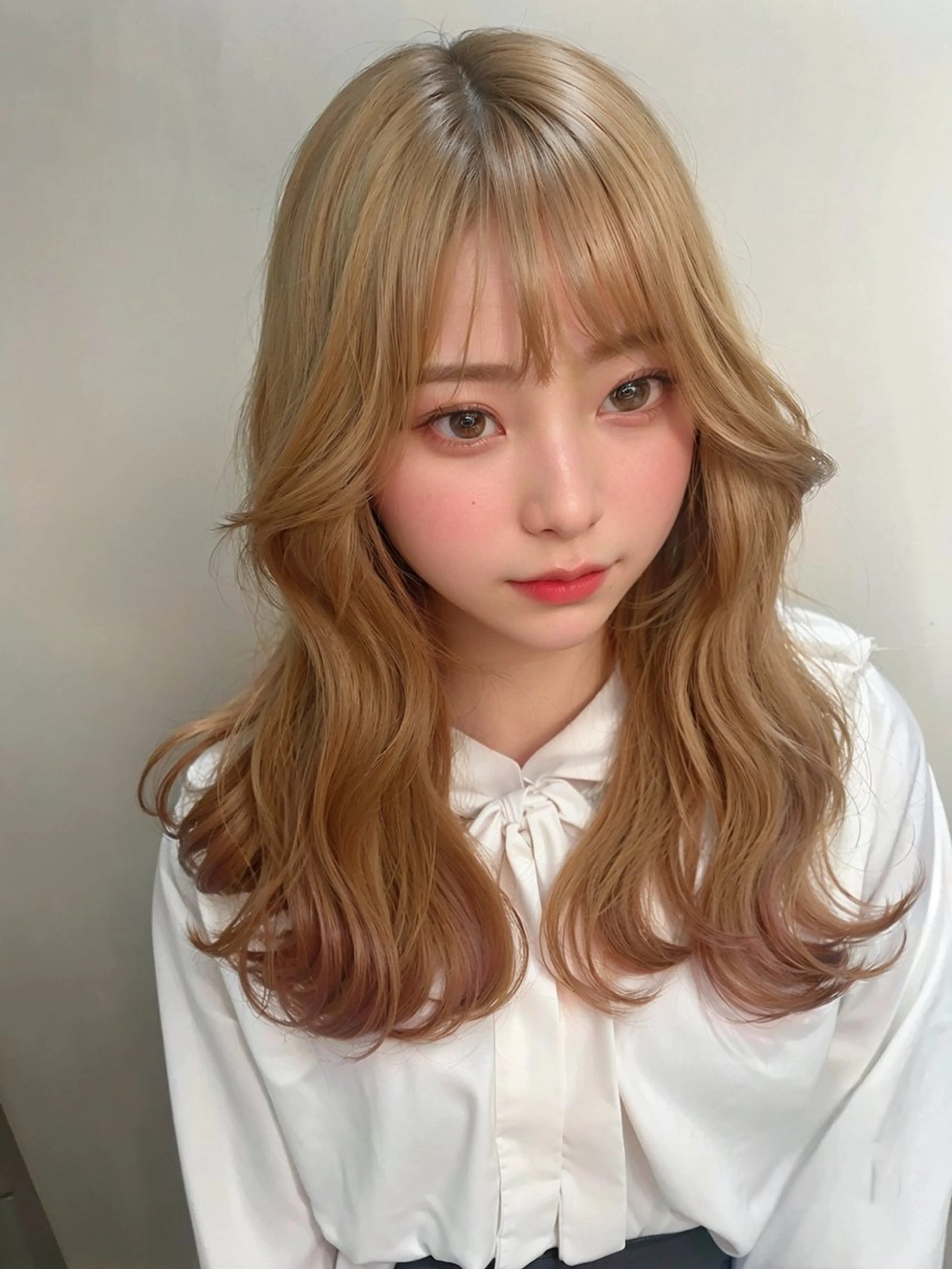 ロング カラー パーマ ダブルカラー 新宿のヘアスタイル