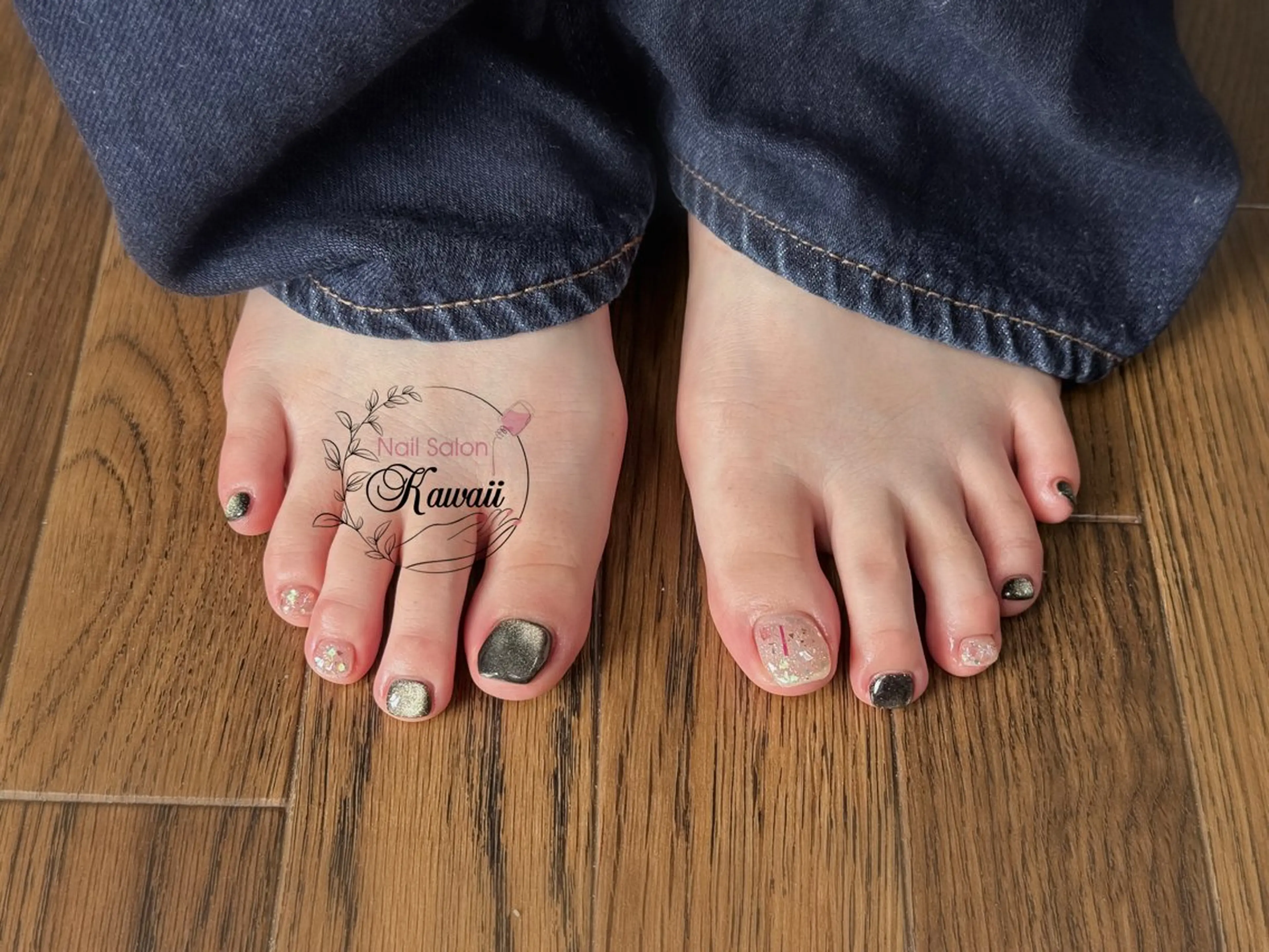 ネイル アートネイル 長さ出し フレンチネイル ジェルネイル マグネットネイル Kawaii Nail Salon所属・Kawaii-jp Tomisatoのネイルデザイン